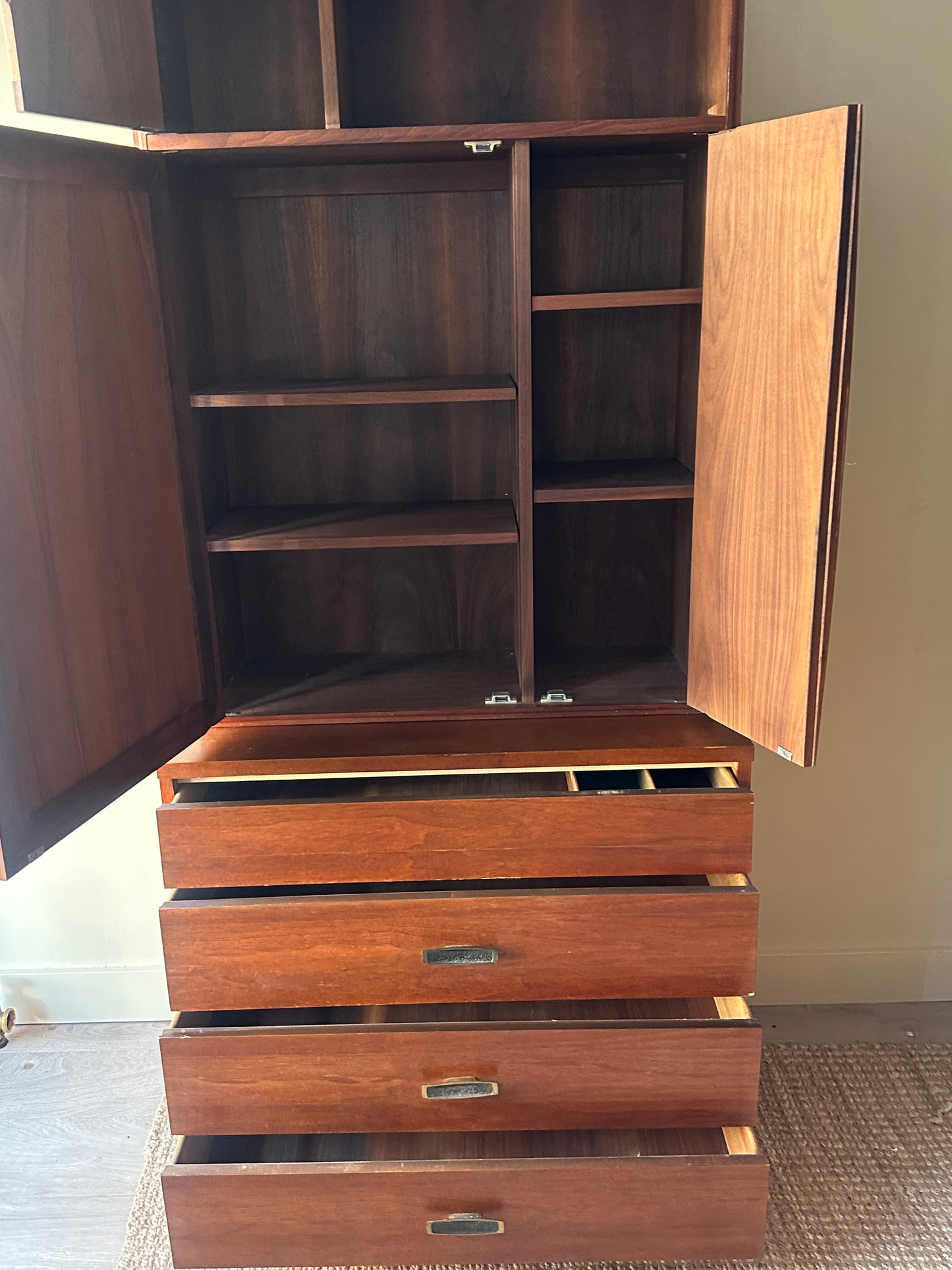 Two piece walnut unit