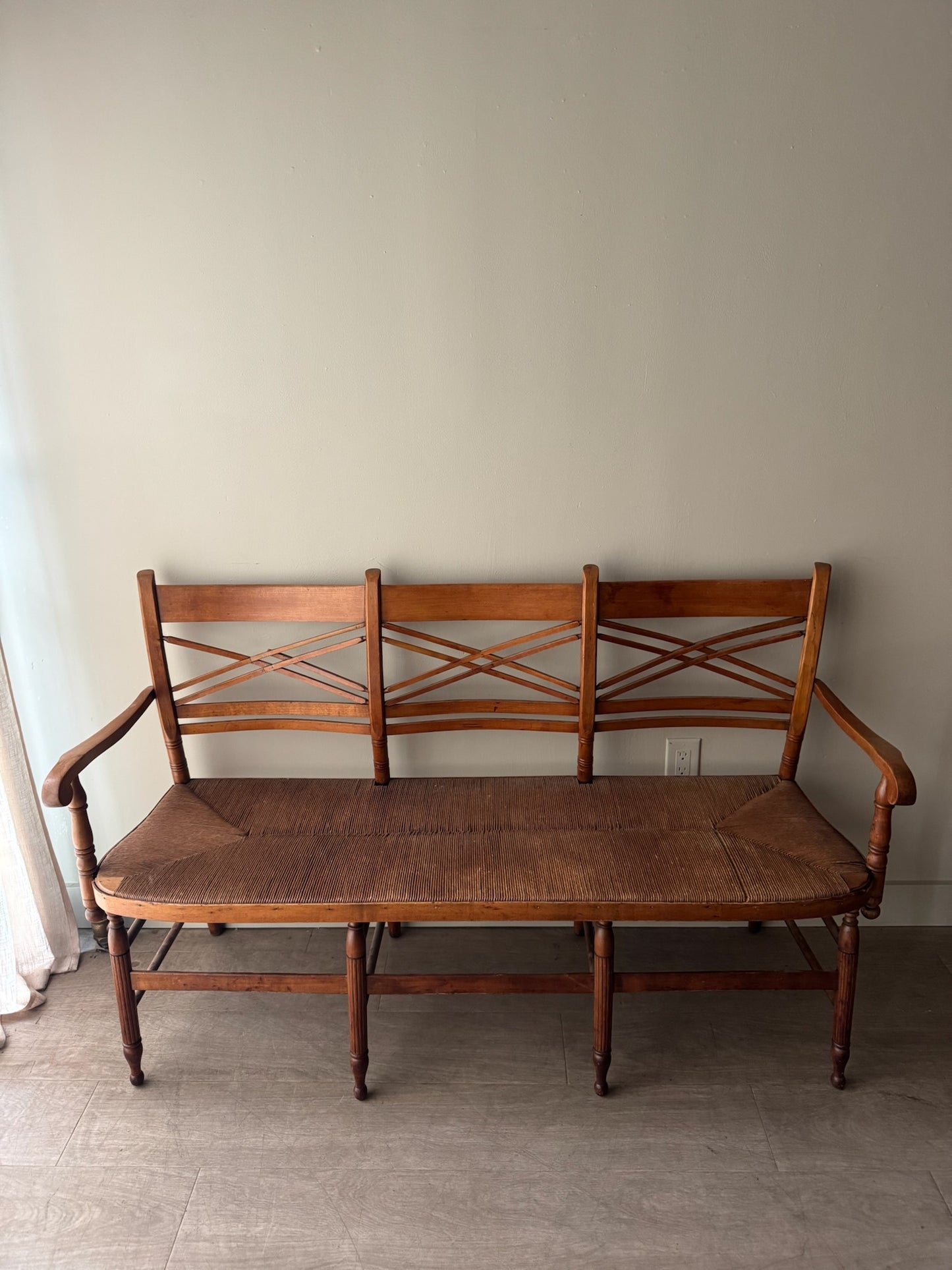 Maple rush seat bench