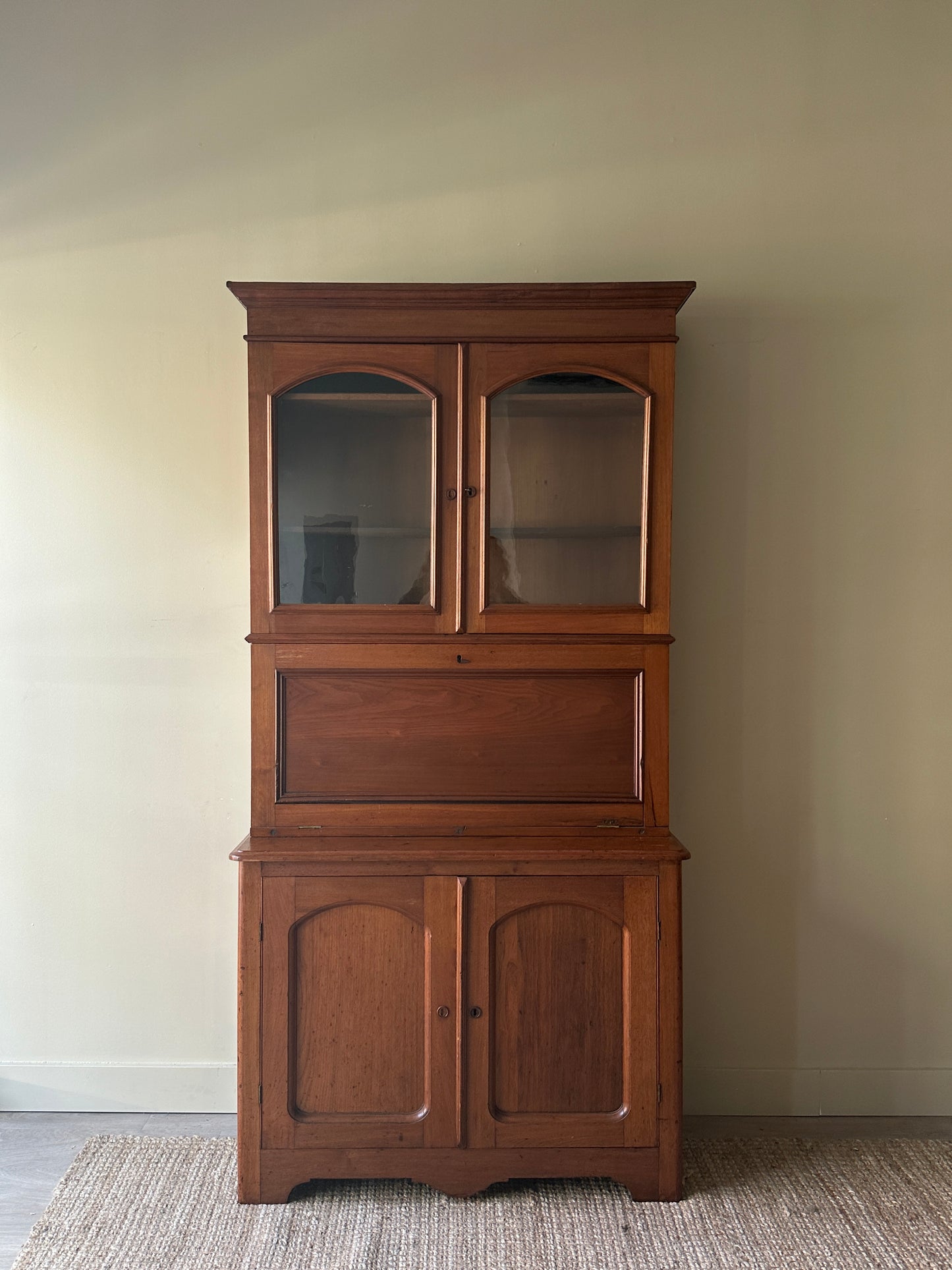 Two piece pine secretary hutch