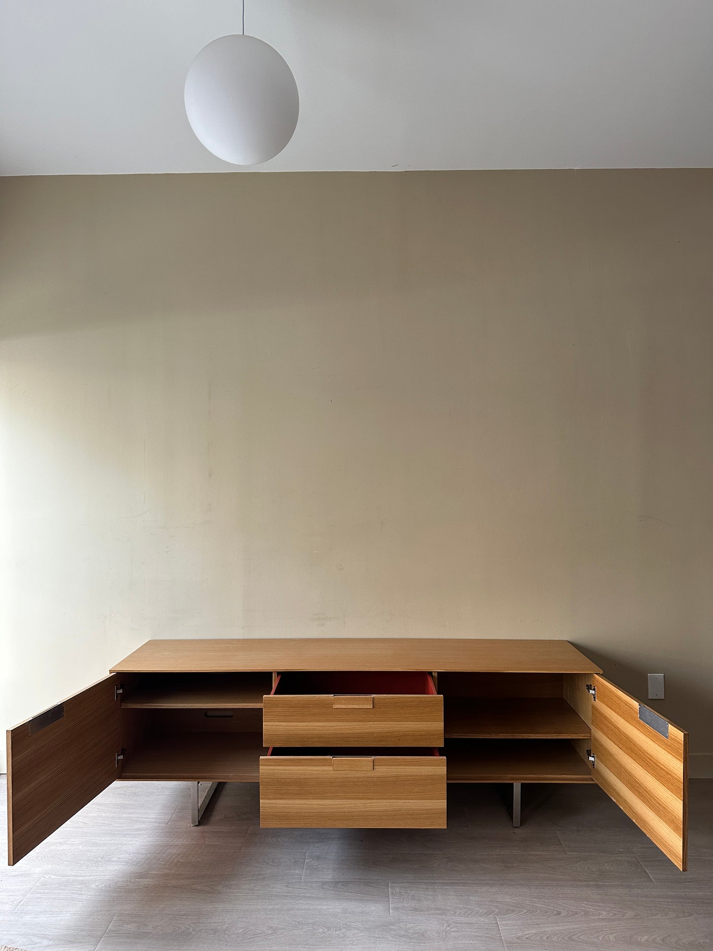 Blonde oak credenza