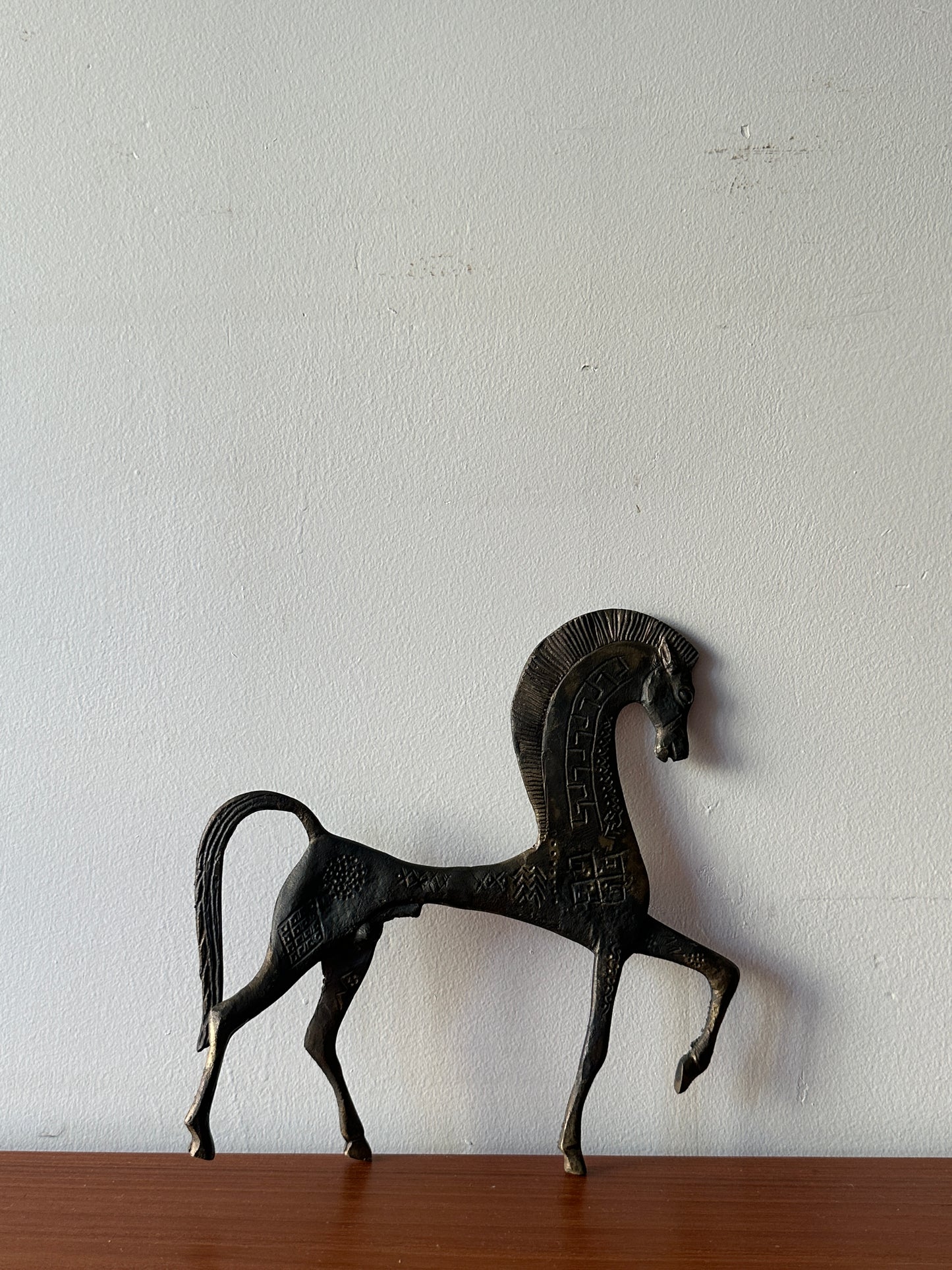 Brutalist horse sculpture