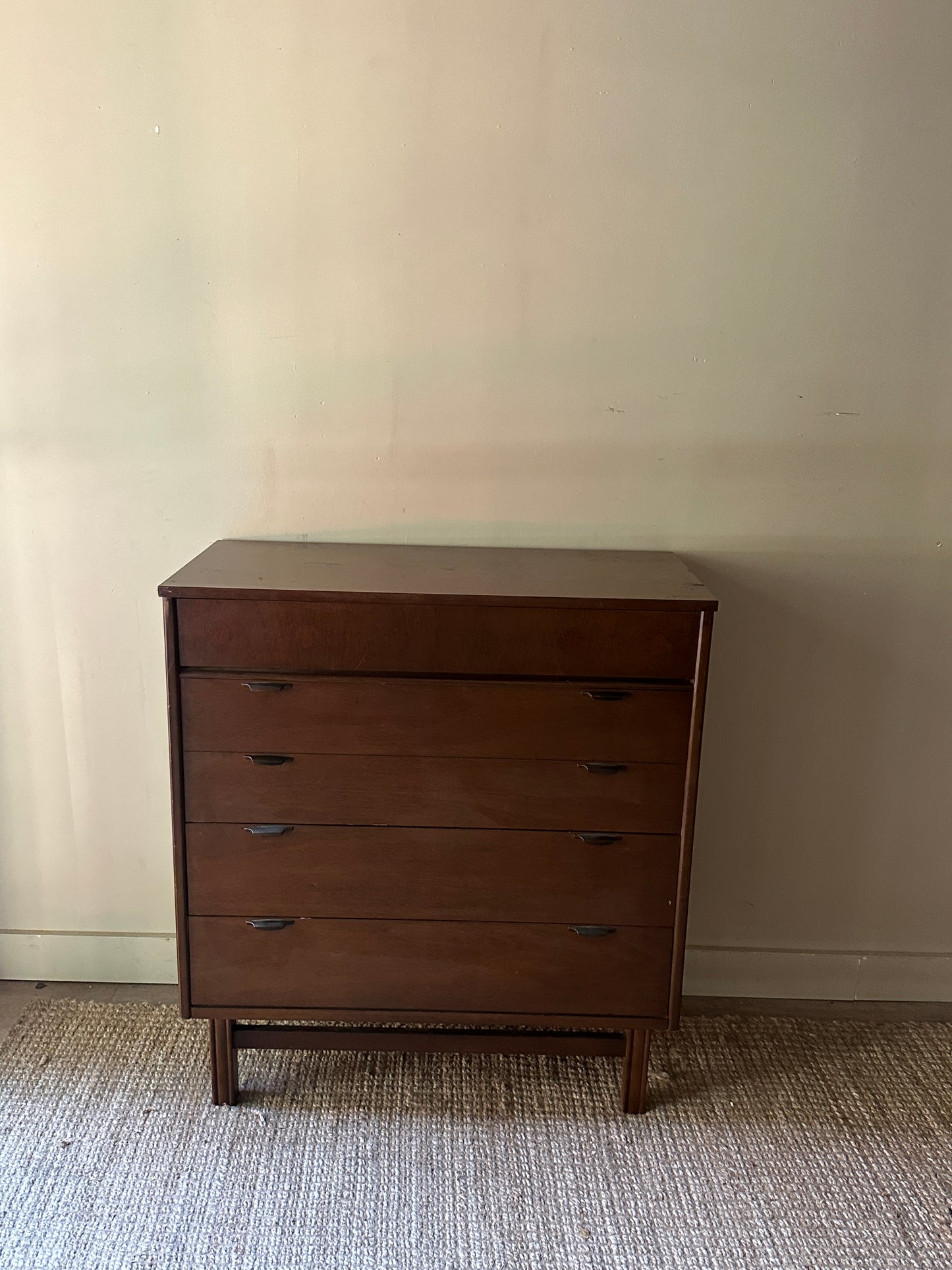 Walnut with laminate top dresser