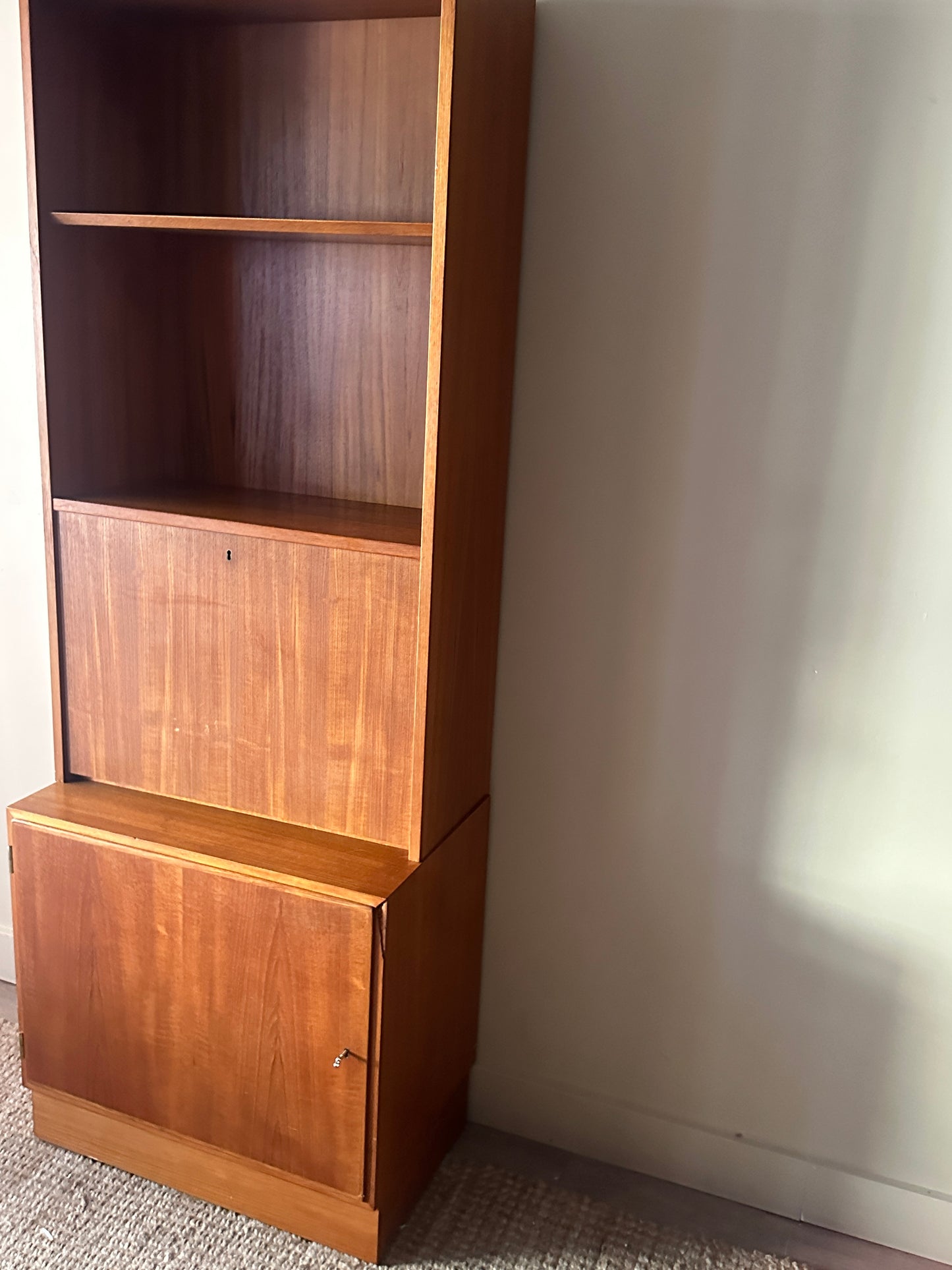 Danish teak two piece hutch/bar