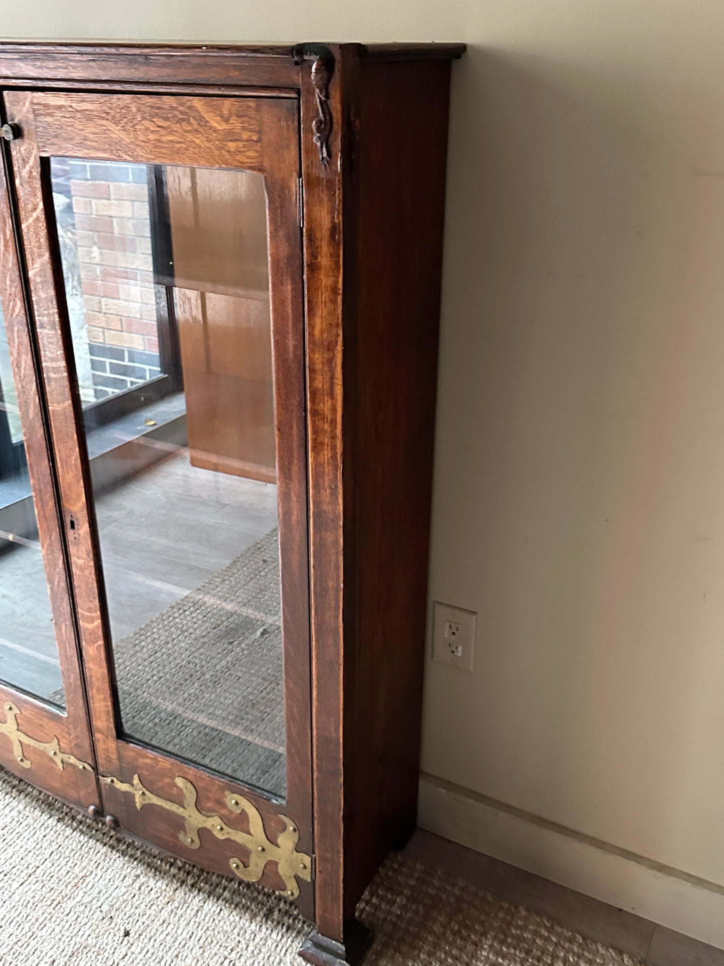 Oak with brass decal display case