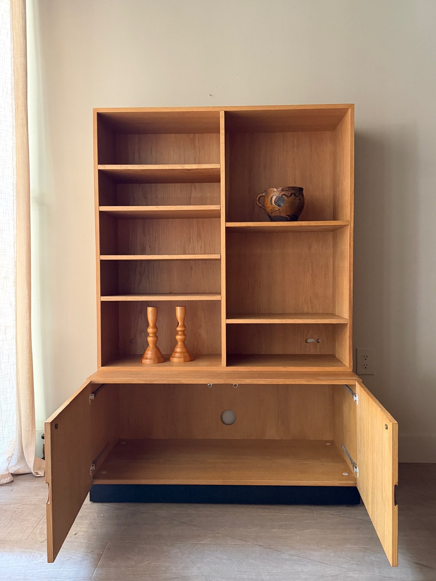 Sven Ellekar for Bramin Danish two piece oak hutch