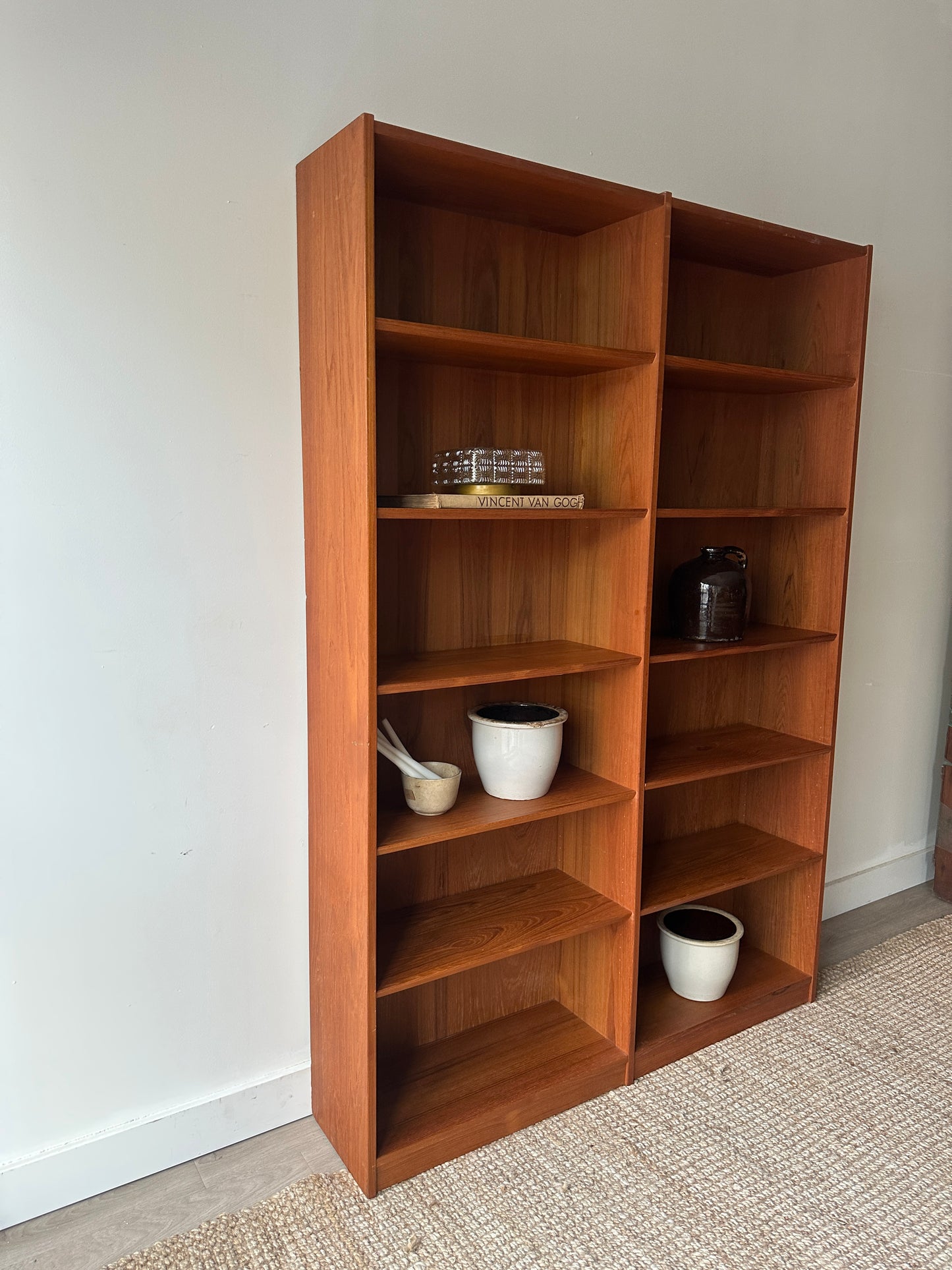 Teak shelves