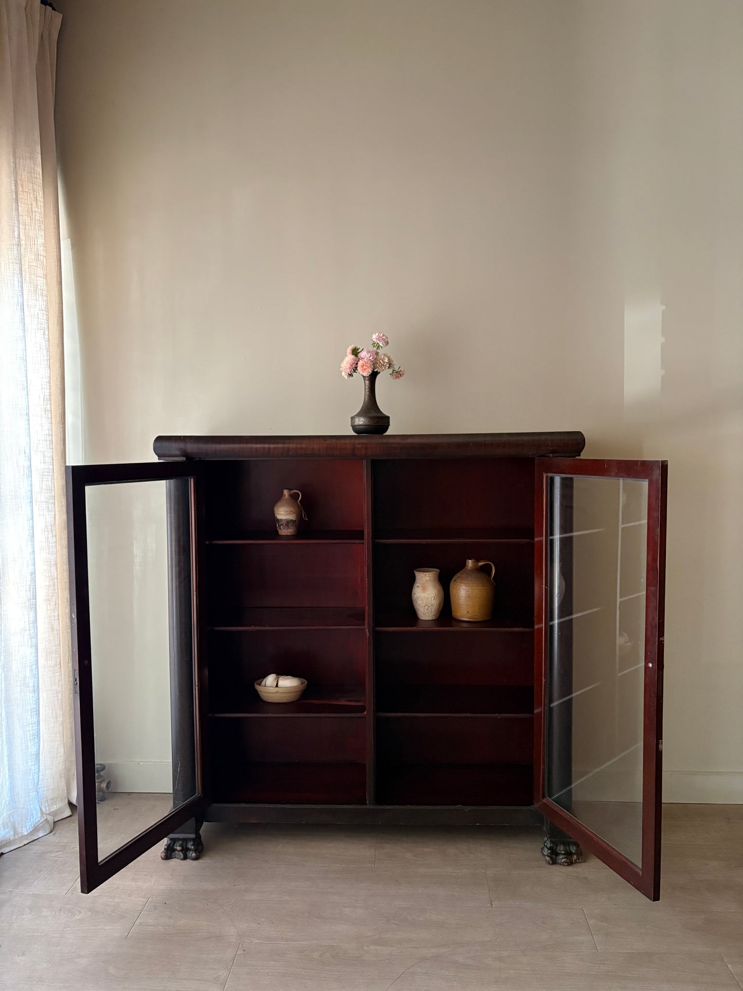 Empire mahogany display cabinet