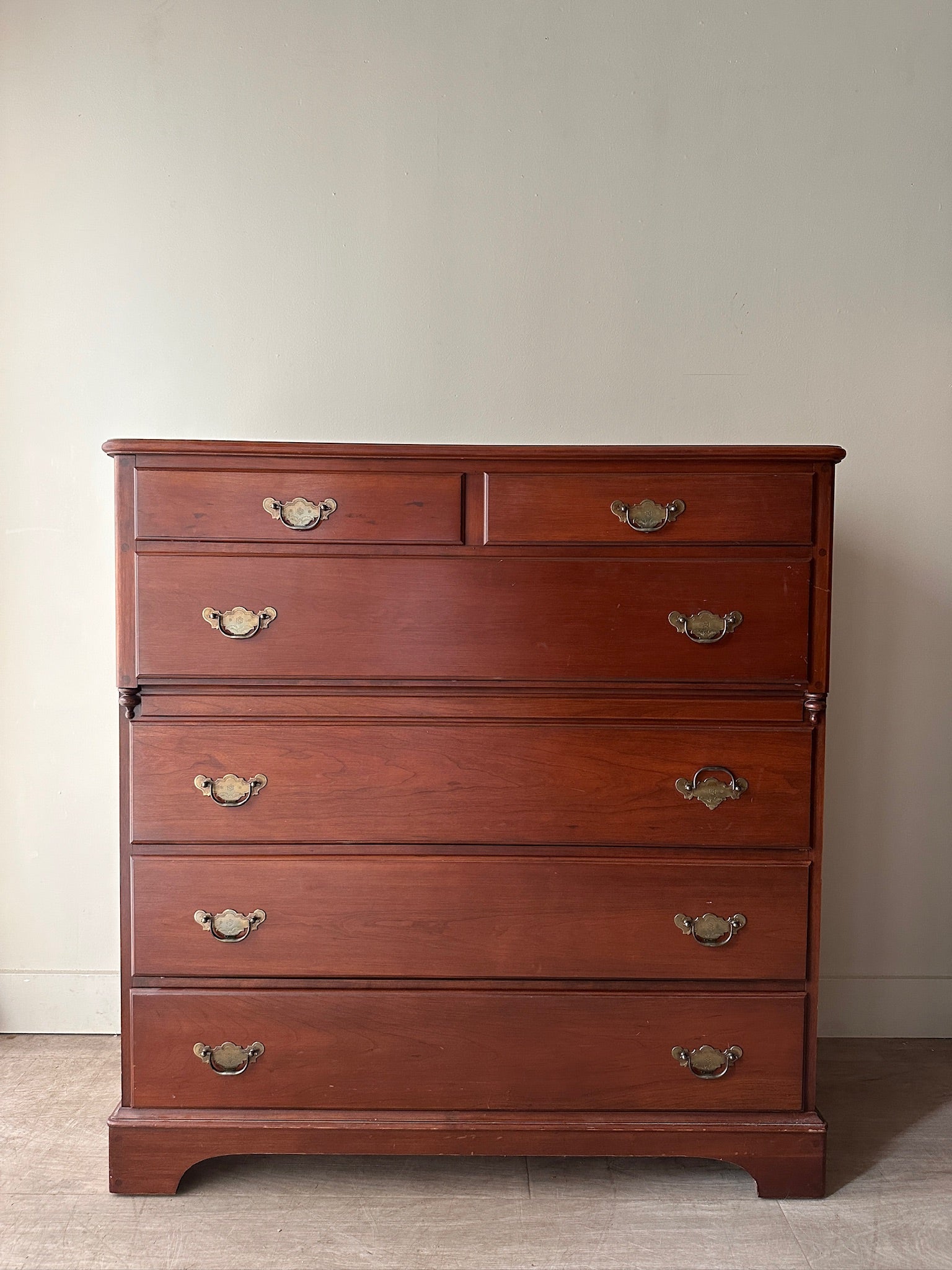 Cherry 6 drawer tallboy dresser