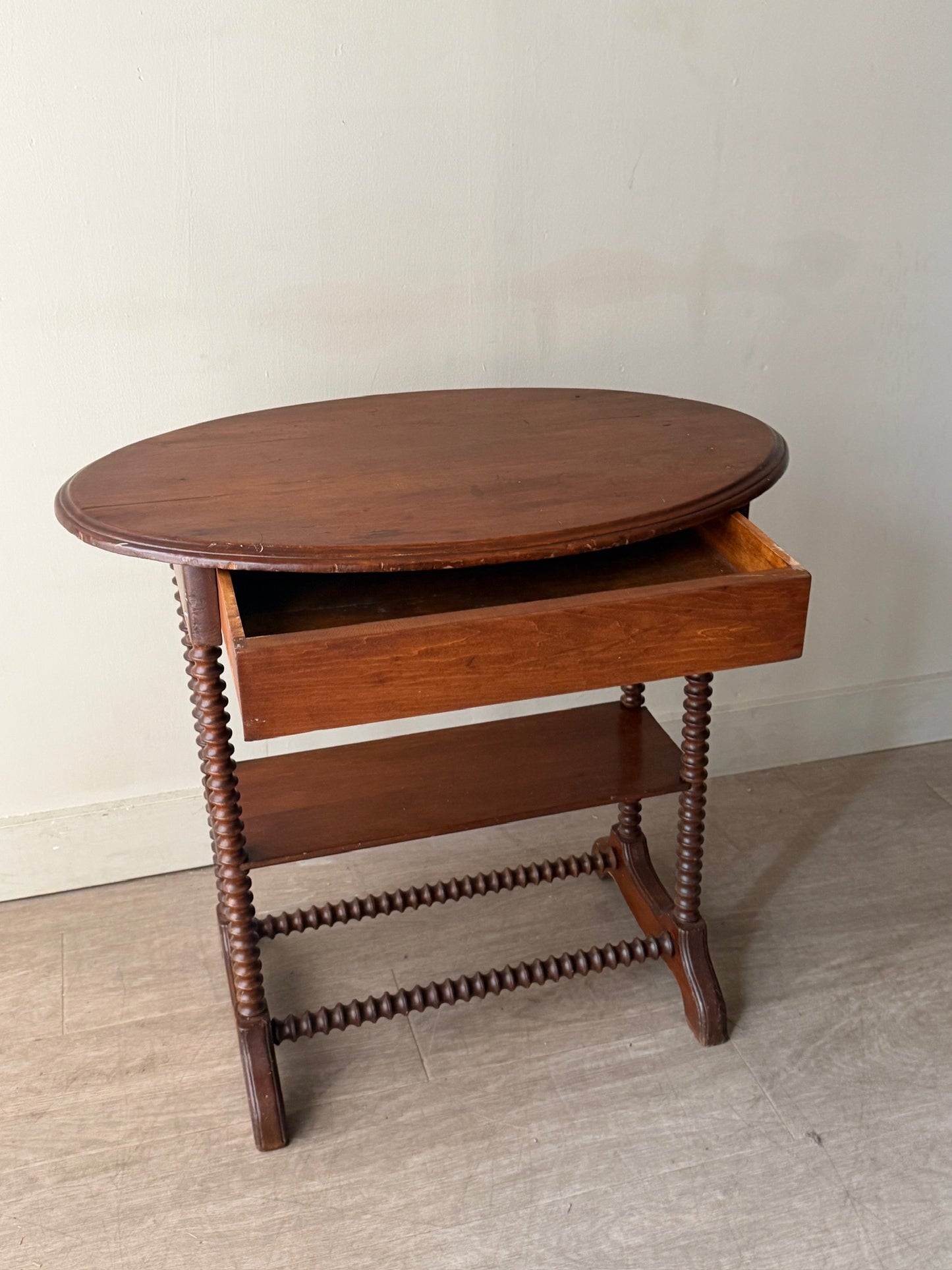 Spindle leg pine side table