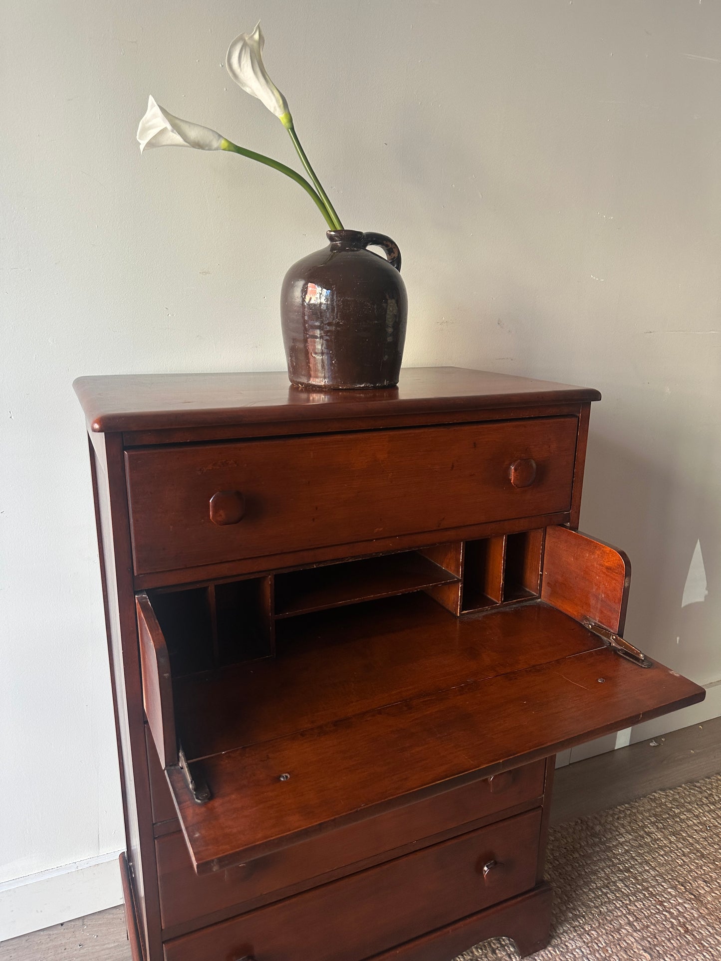 Maple secretary dresser