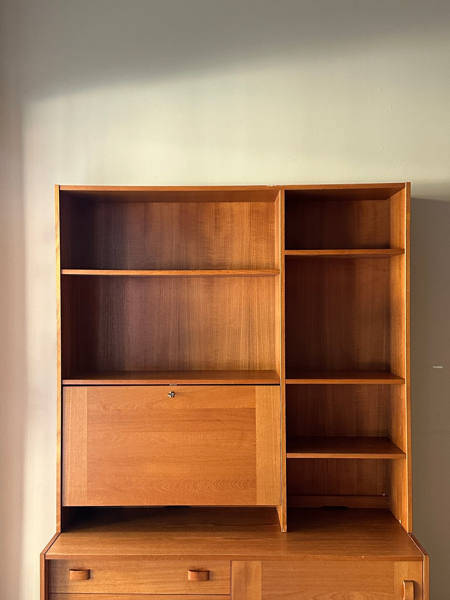 Two piece teak hutch