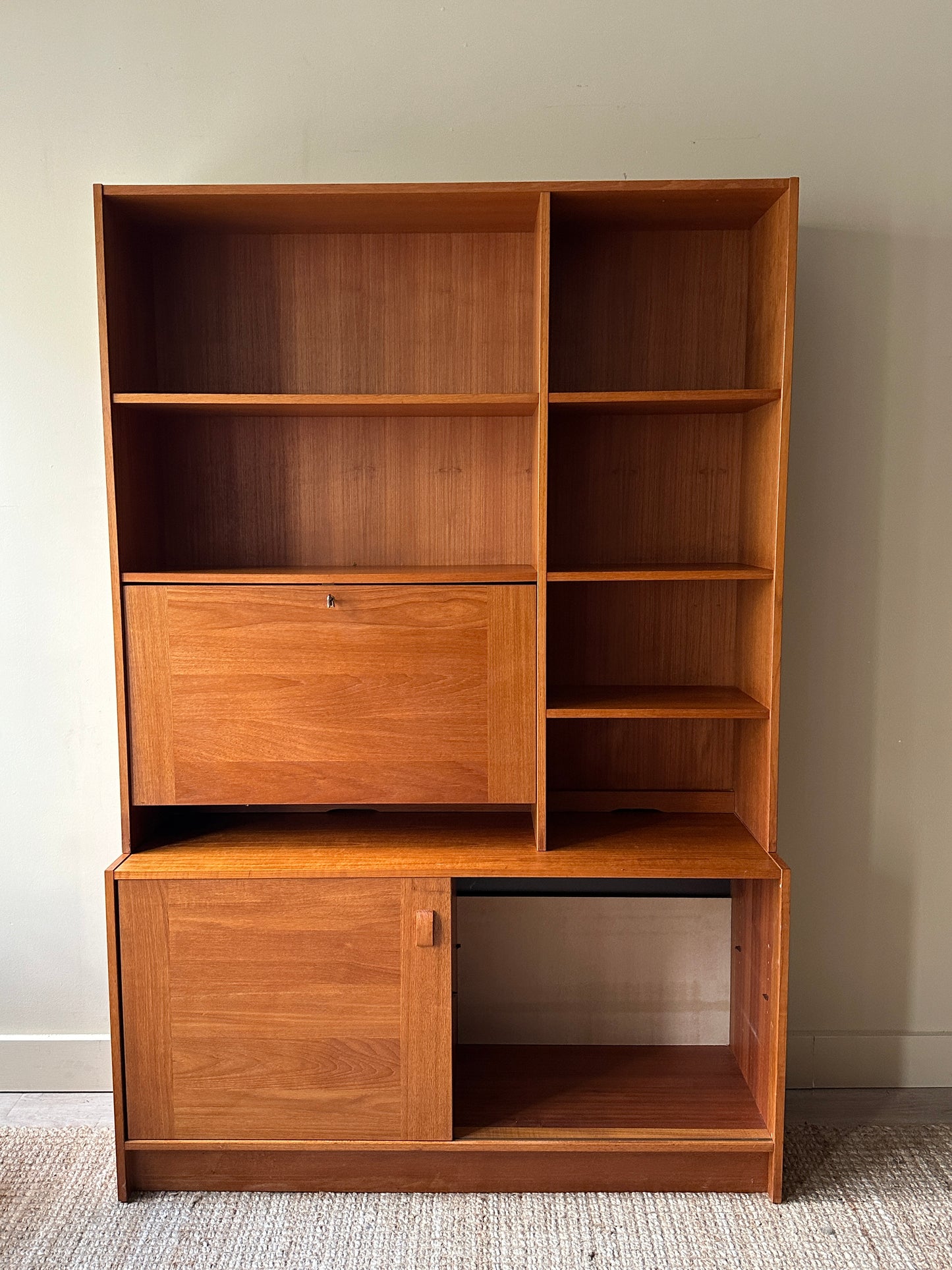 Danish teak two piece floor unit