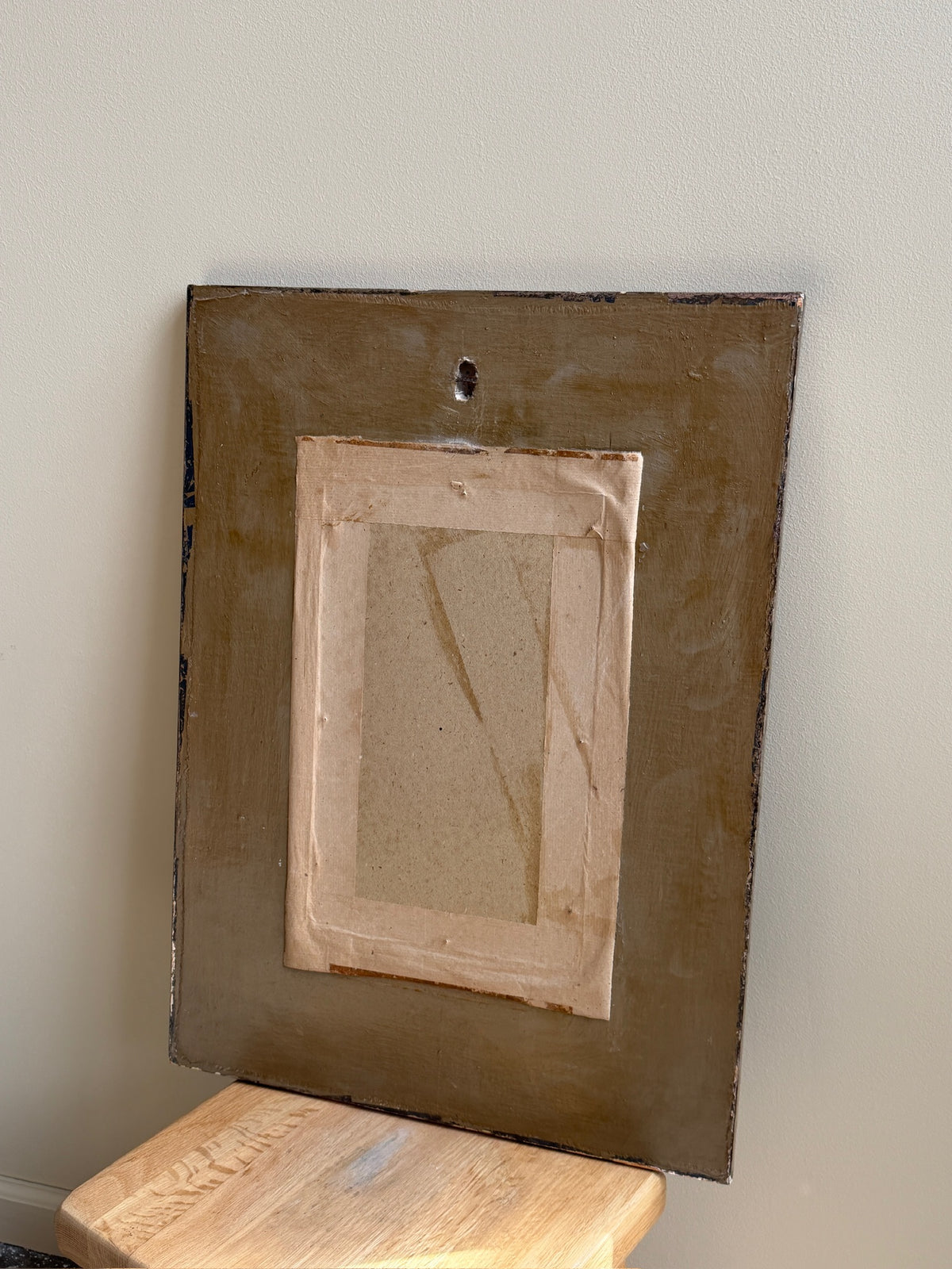 Mexican folk carved silver leaf wooden mirror