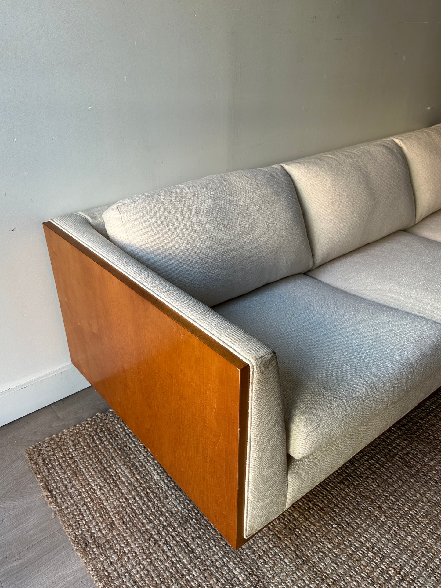 Maurice Villency sofa with wood panels