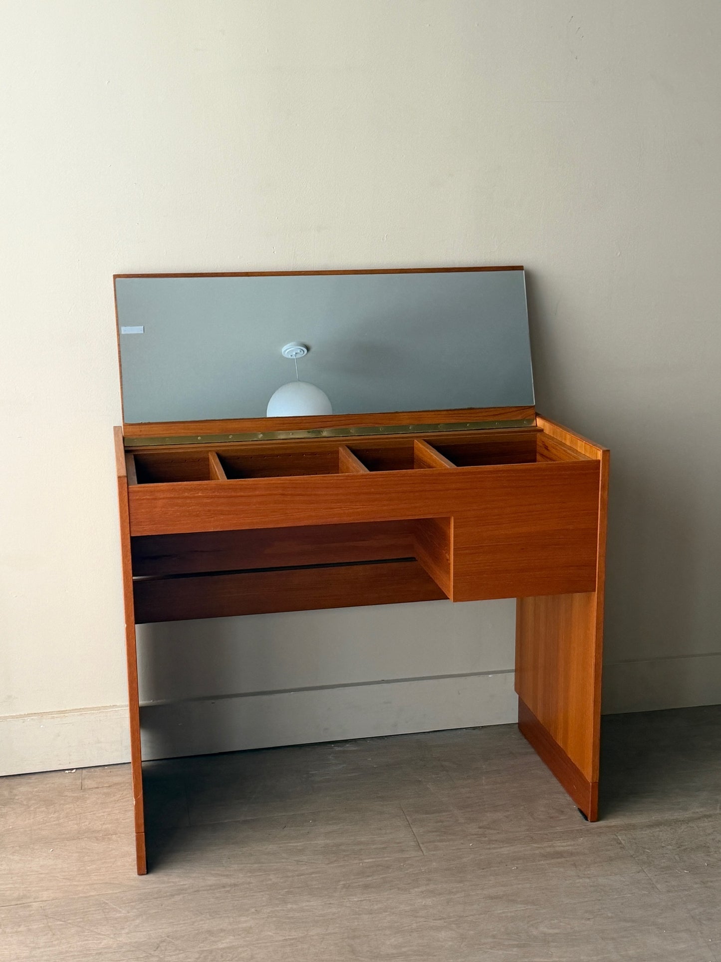 Danish flip top teak vanity