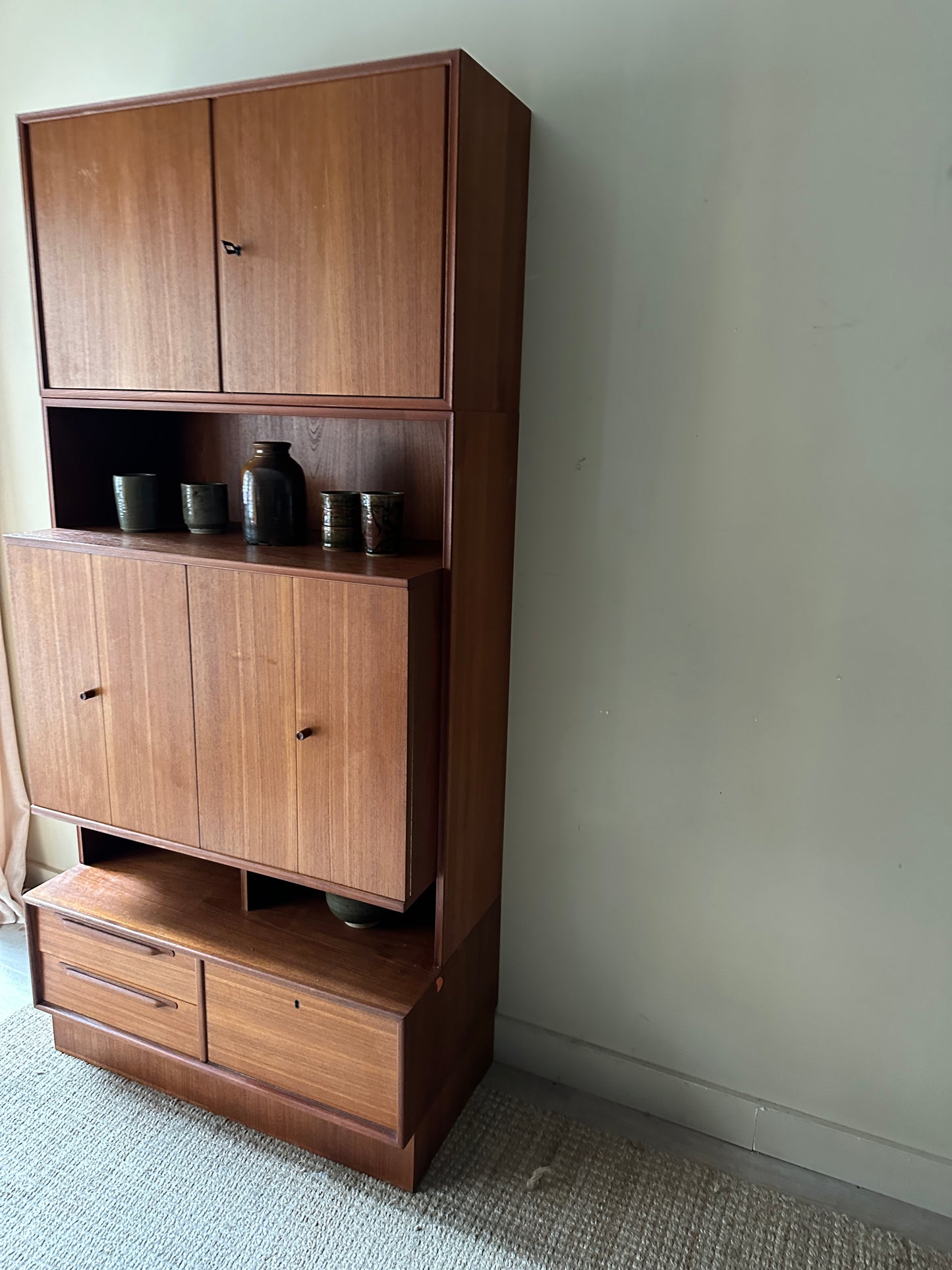 Danish teak three piece hutch