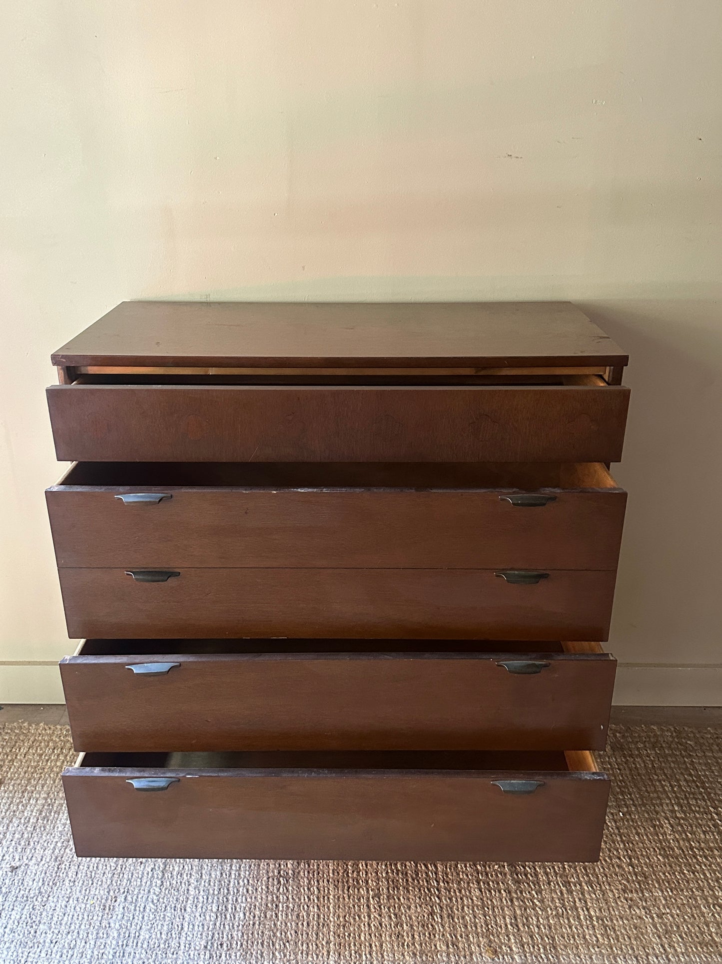 Walnut with laminate top dresser