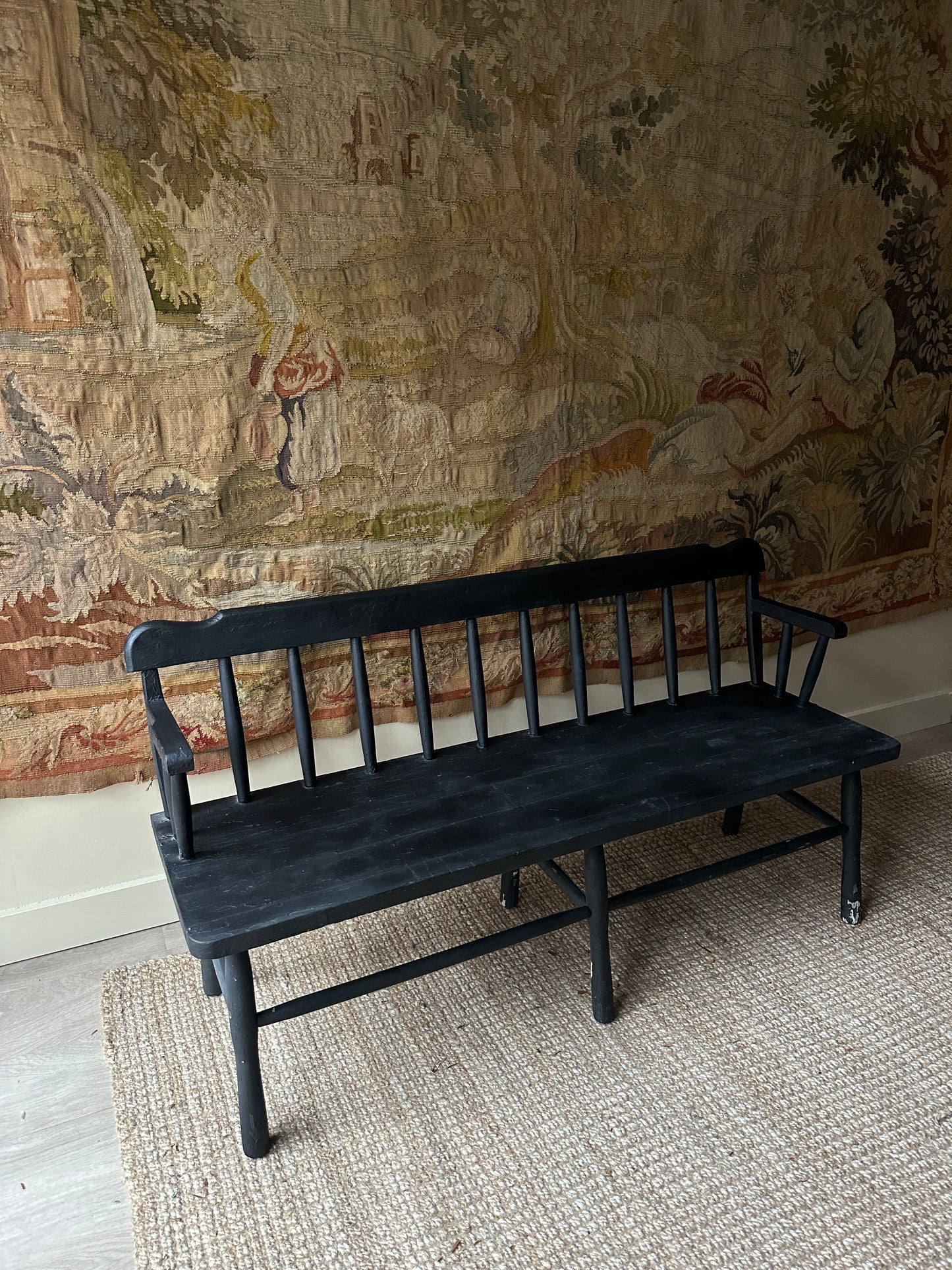 Black painted bench
