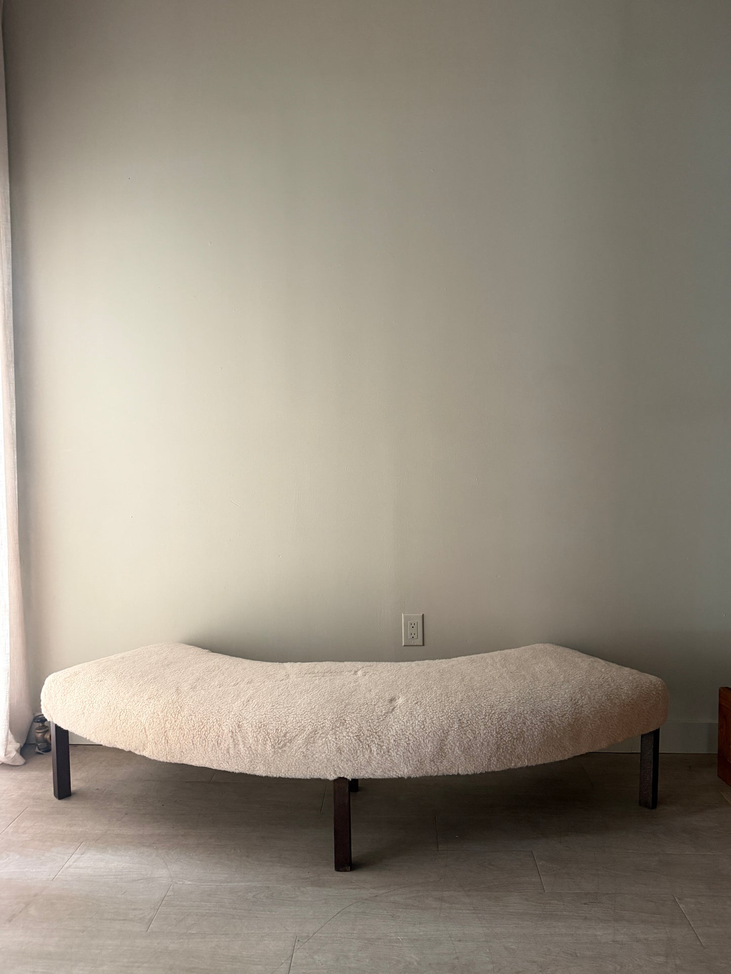 Danish lambswool & beech curved bench