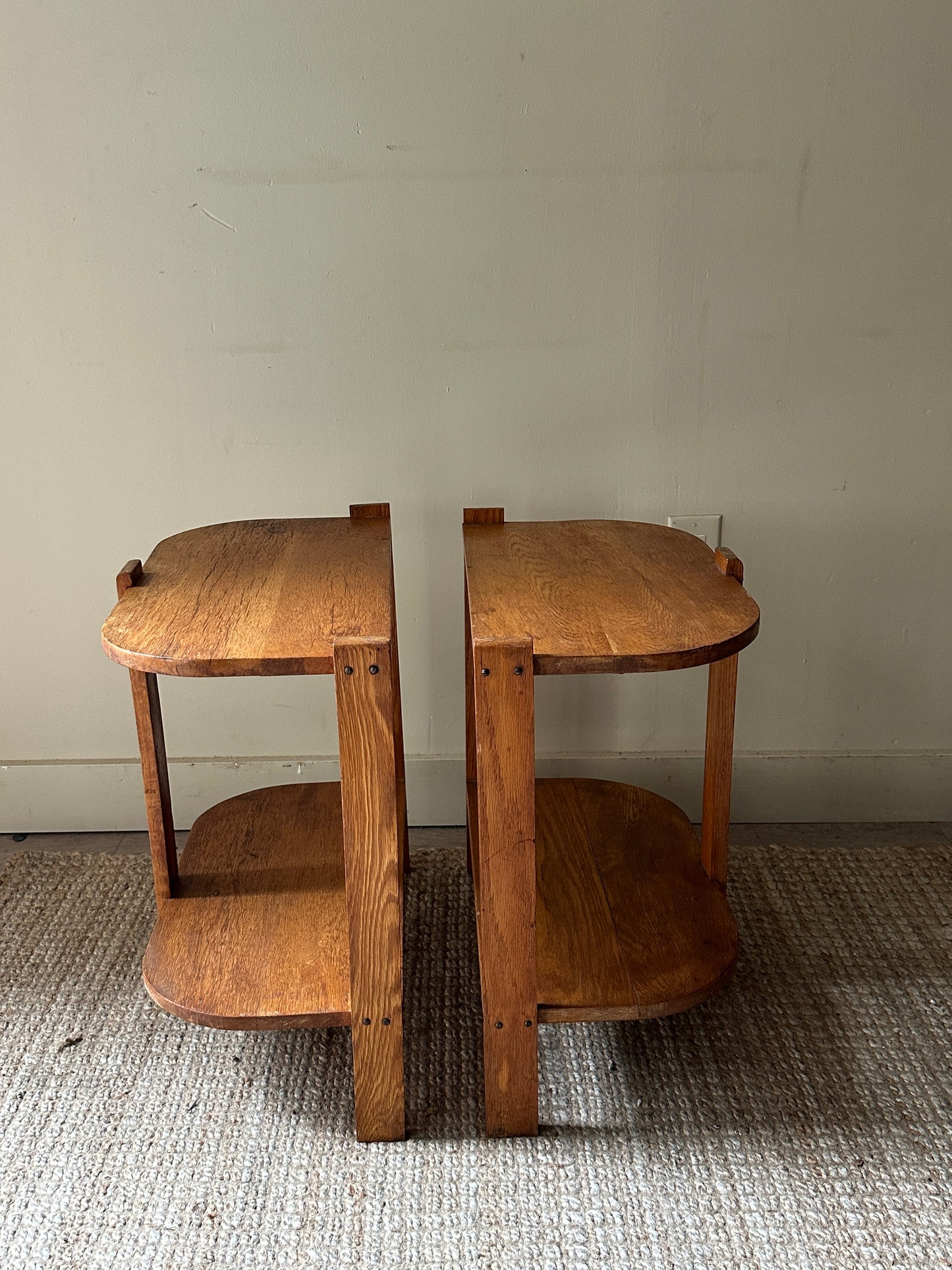 Pair of oak side tables