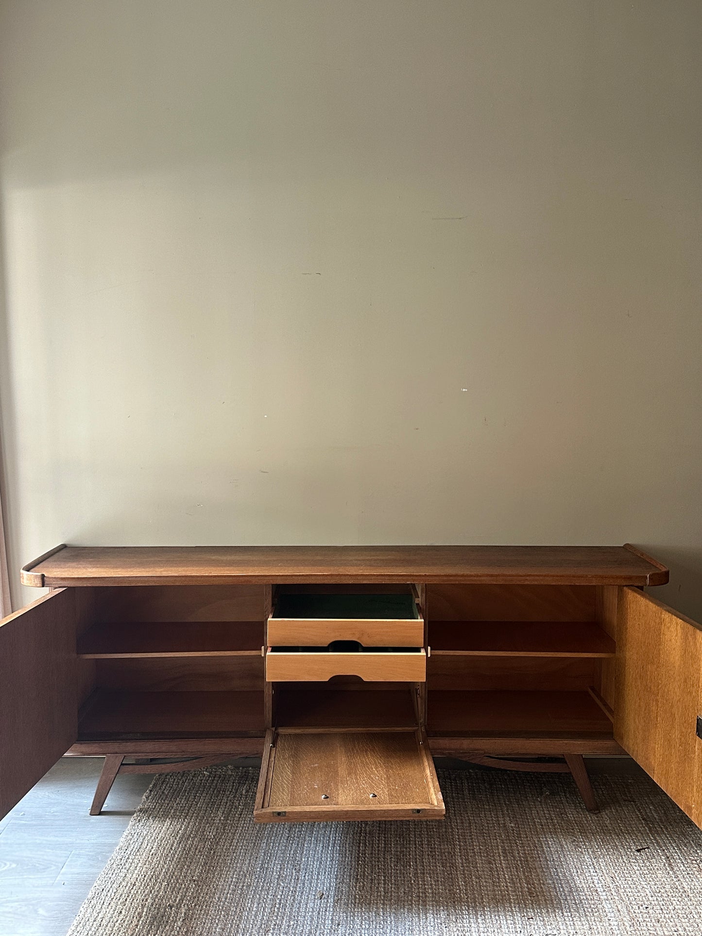 Oak server with drop front compartment