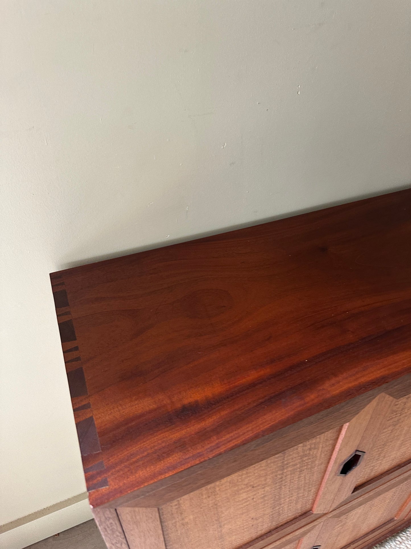 Walnut sliding door cabinet