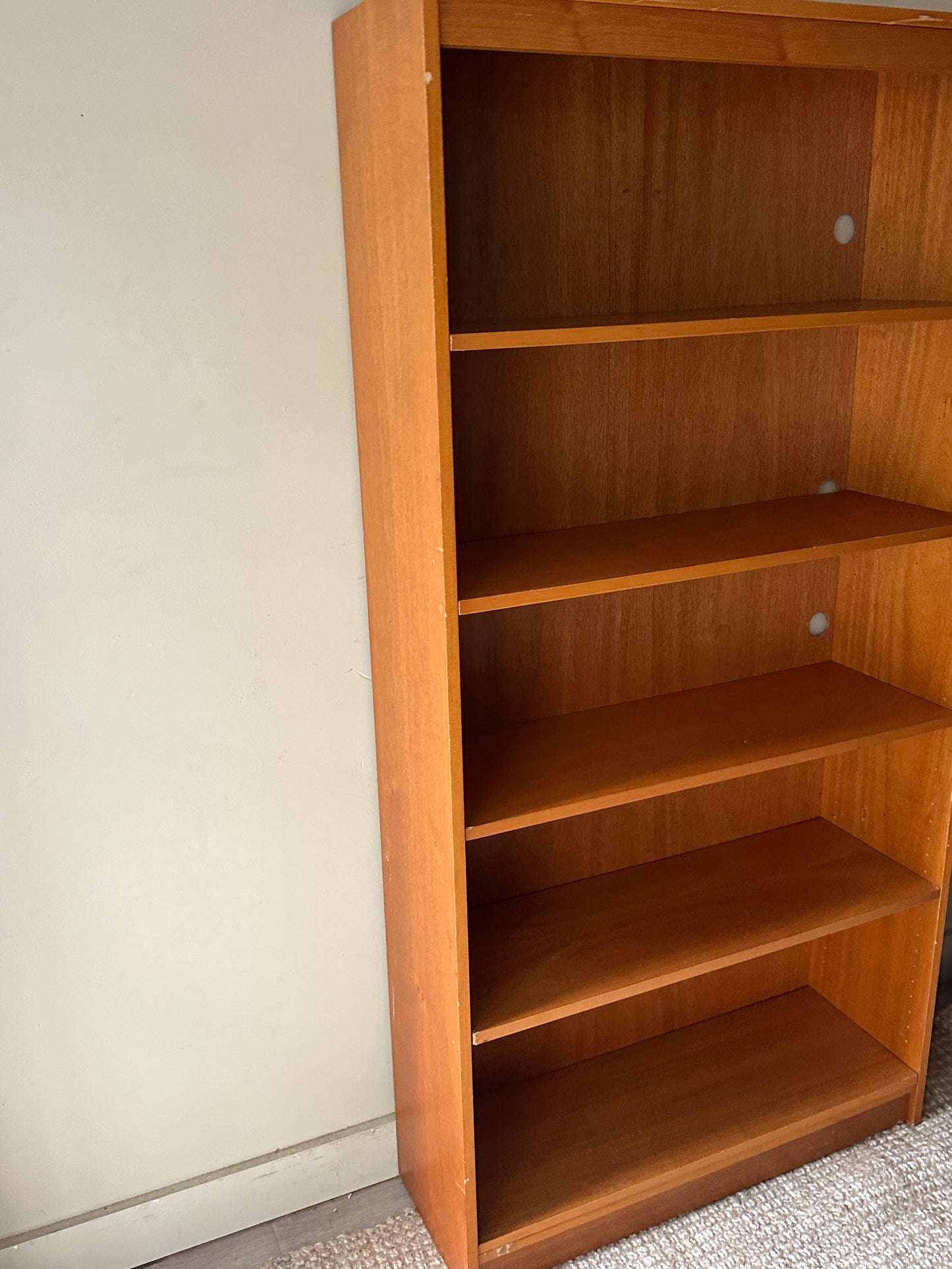 Teak bookshelf (outlet holes on right)