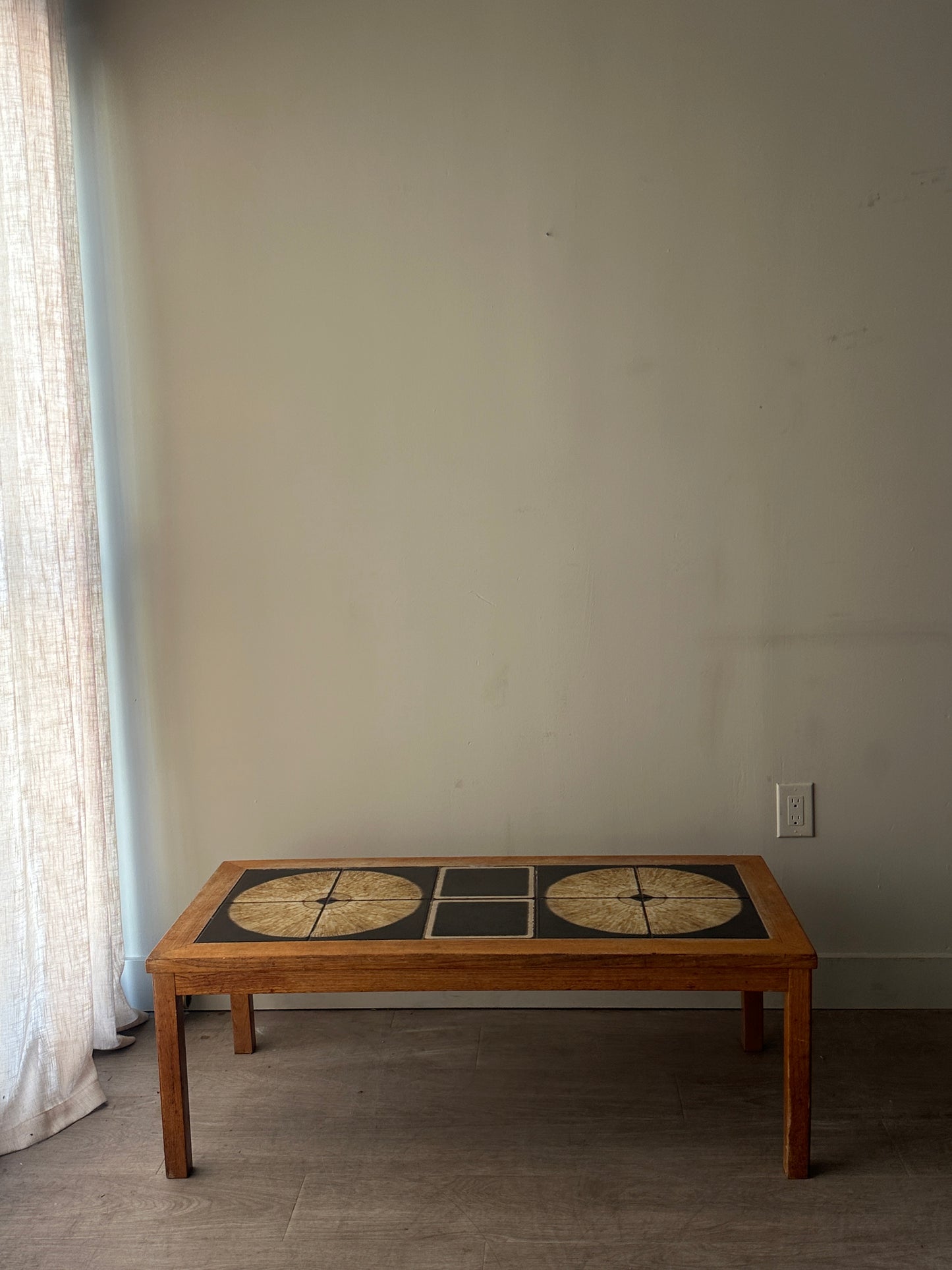 Teak and tile inlay coffee table