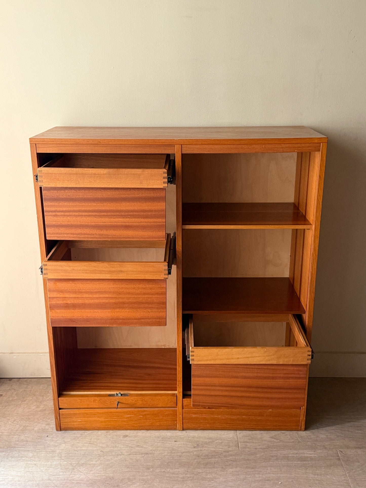 Danish teak tambour door filing cabinet