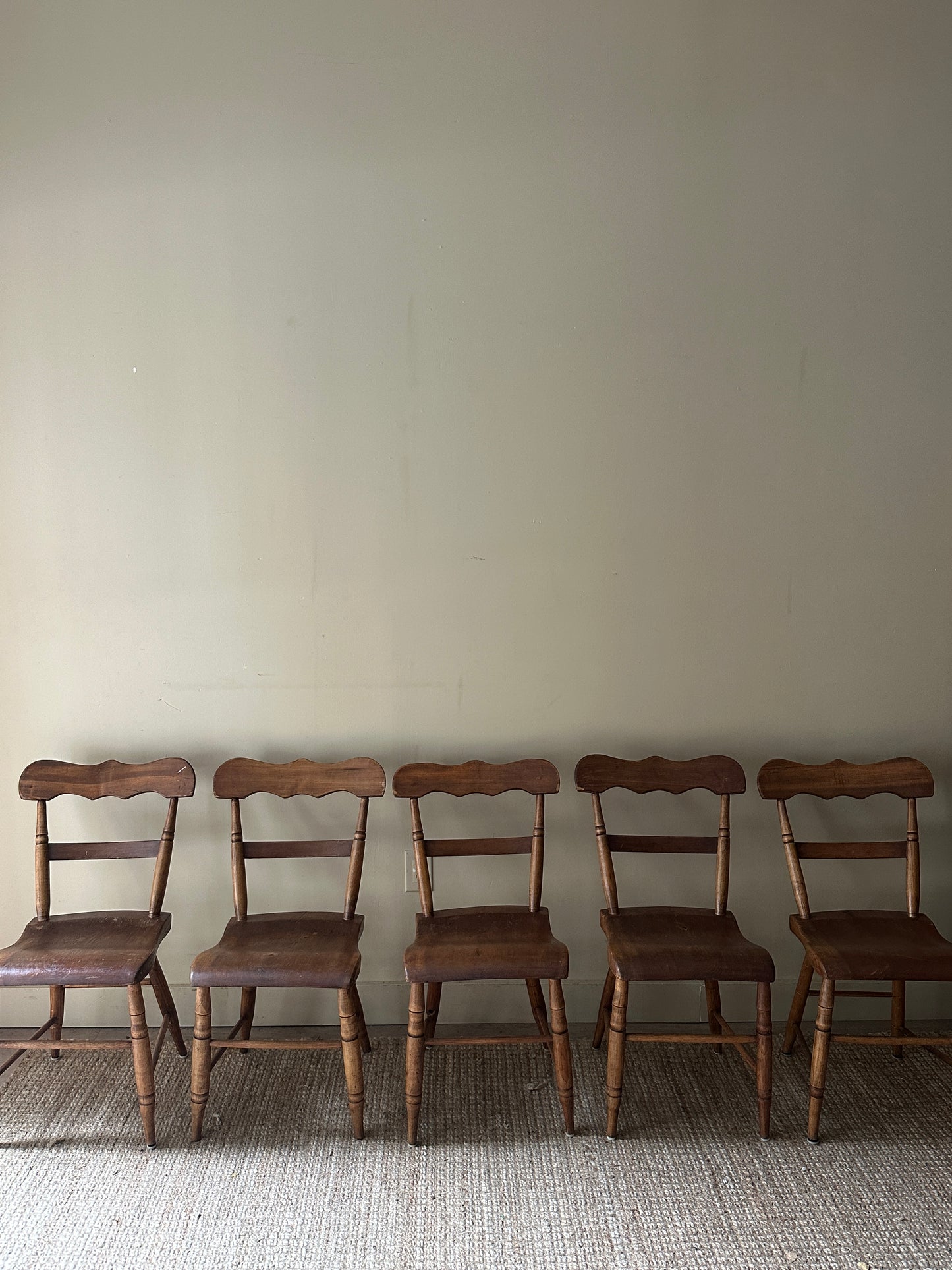 Pine plank seat chairs (sold in pairs)