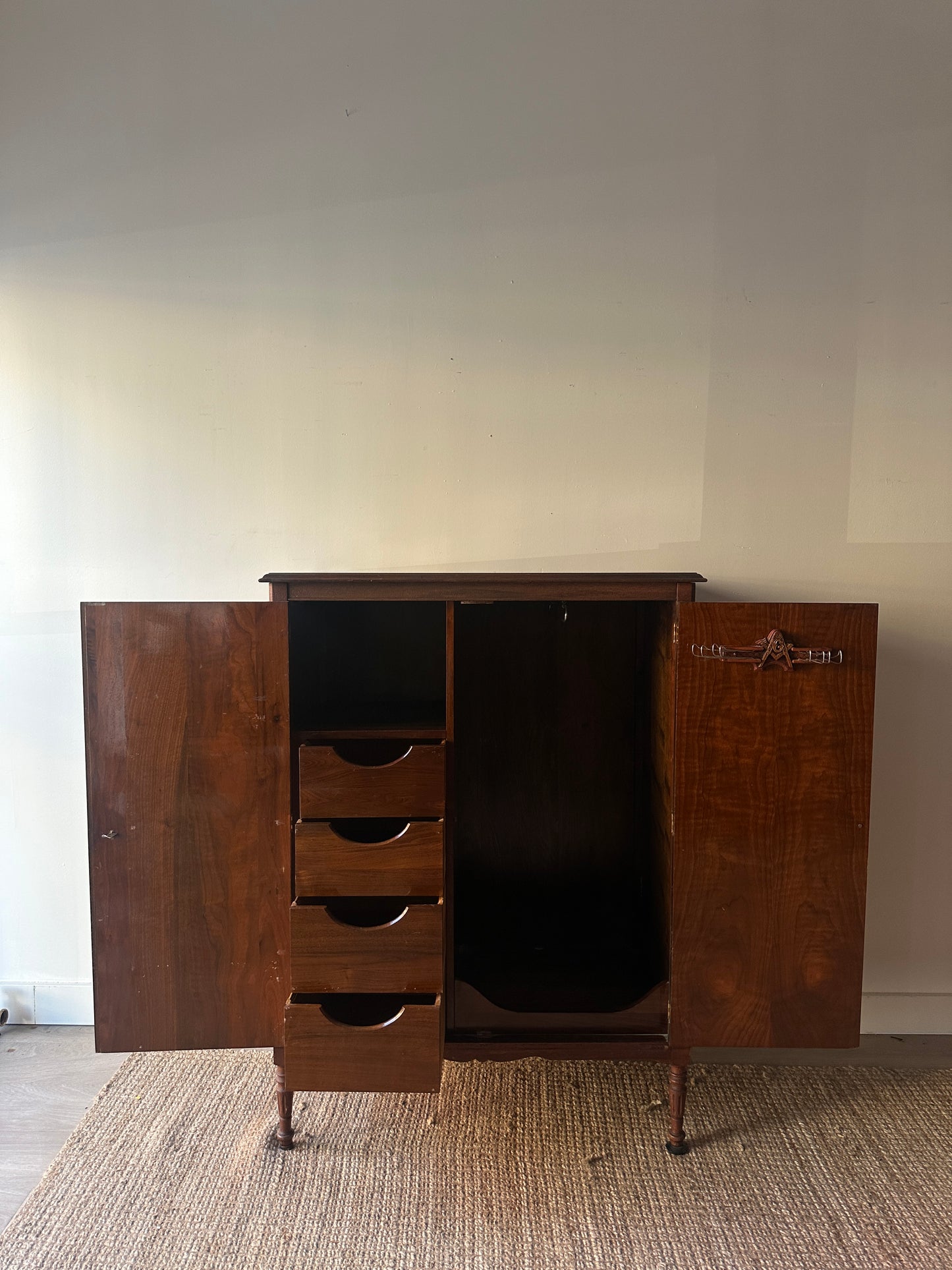 Walnut side by side armoire
