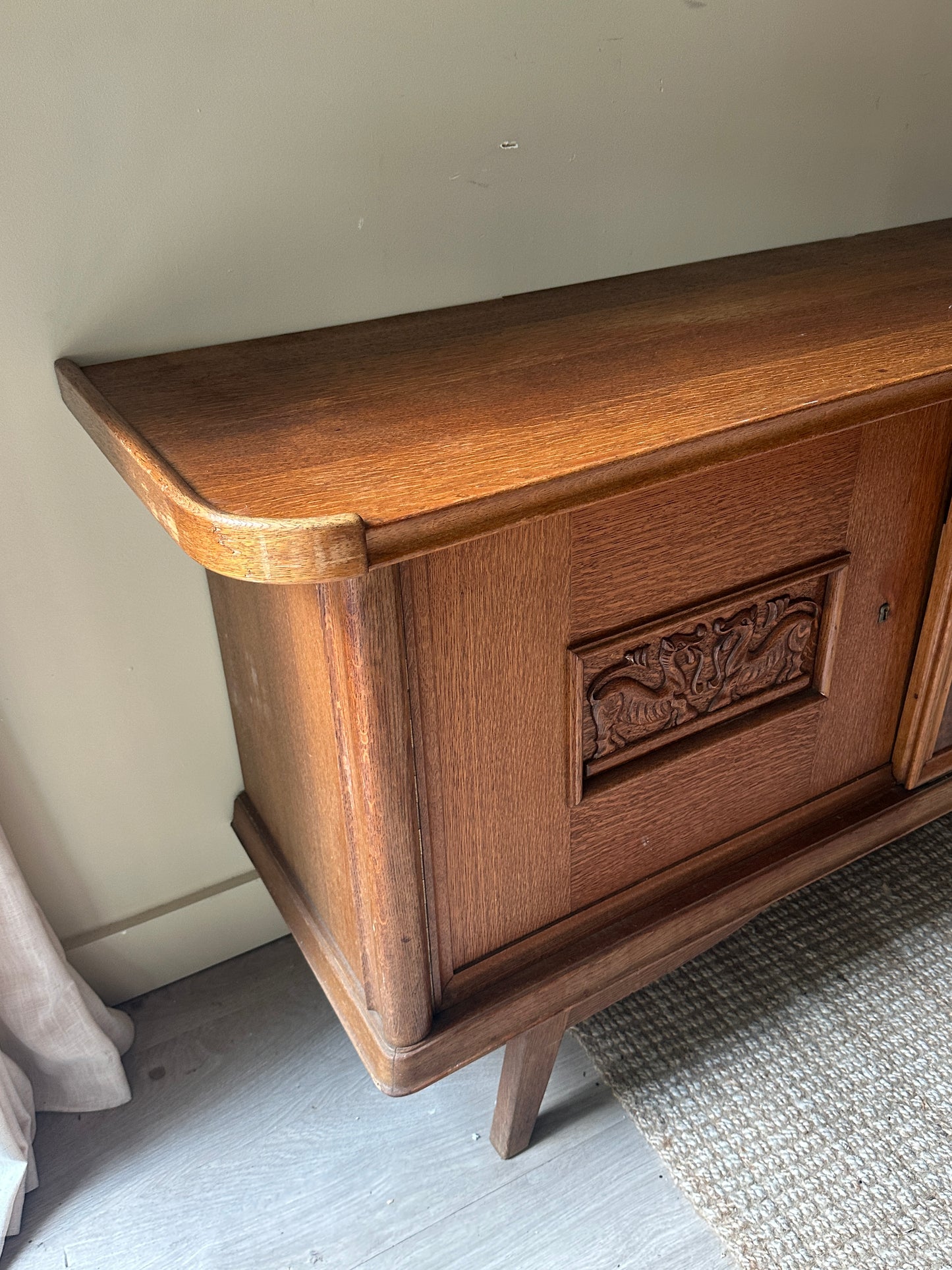 Oak server with drop front compartment