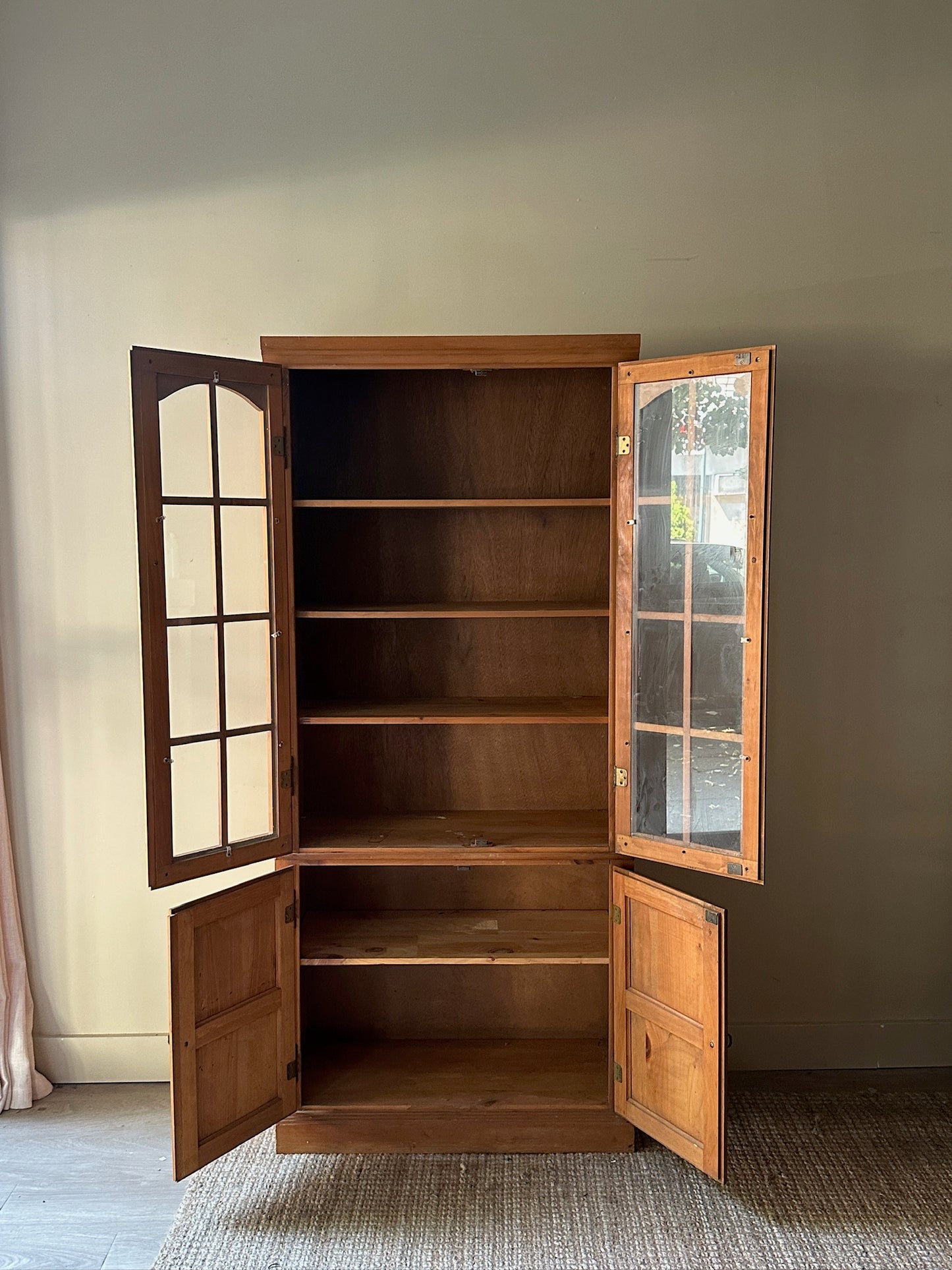 Pine Display Case Cupboard