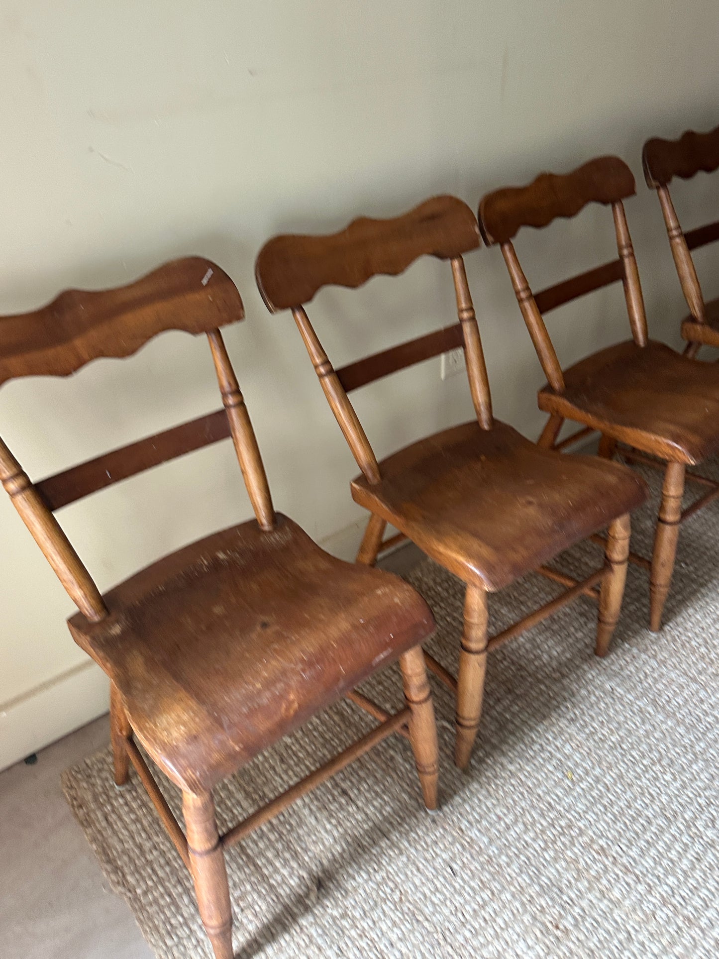 Pine plank seat chairs (sold in pairs)