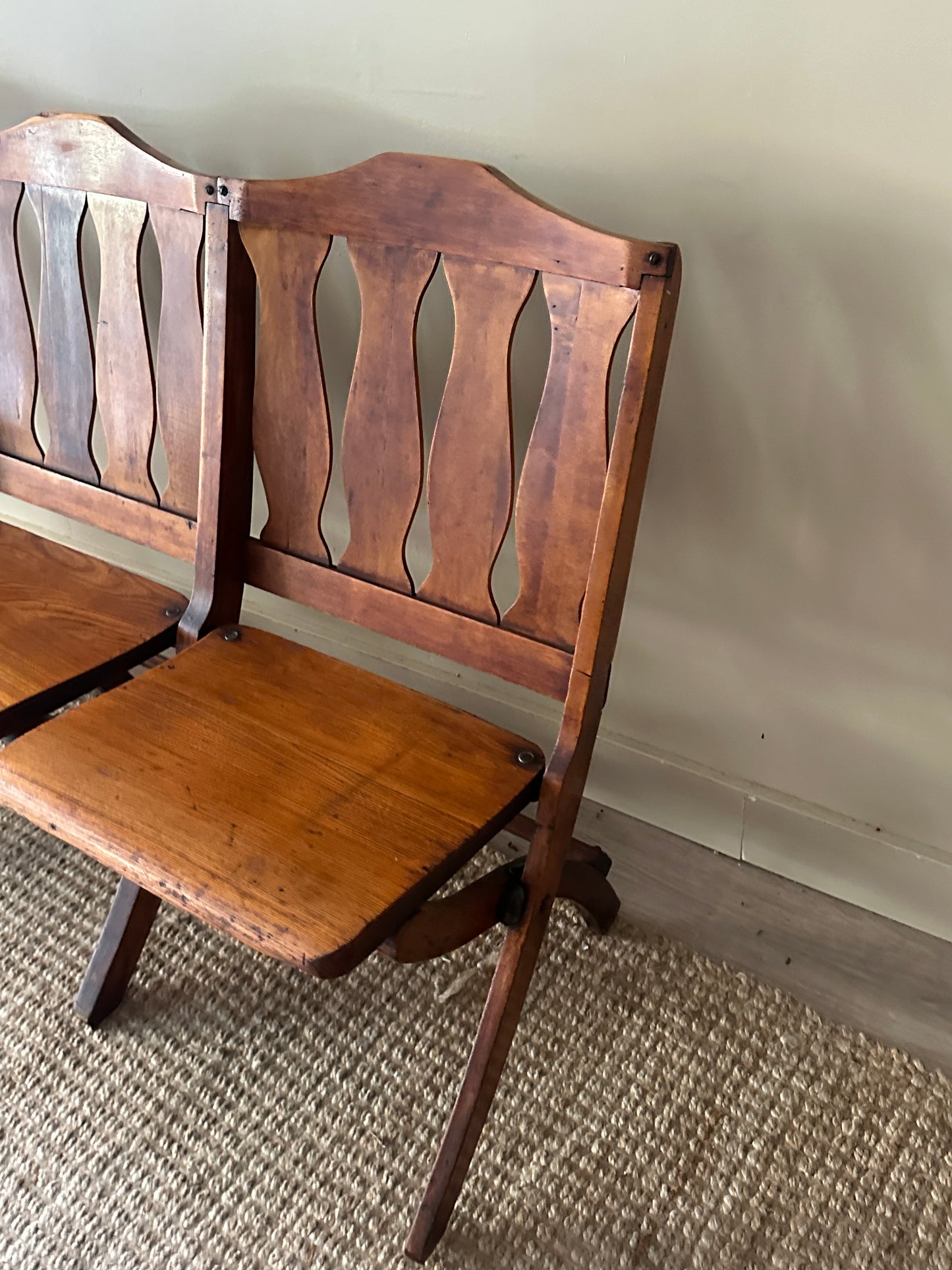 Pine three seater folding bench