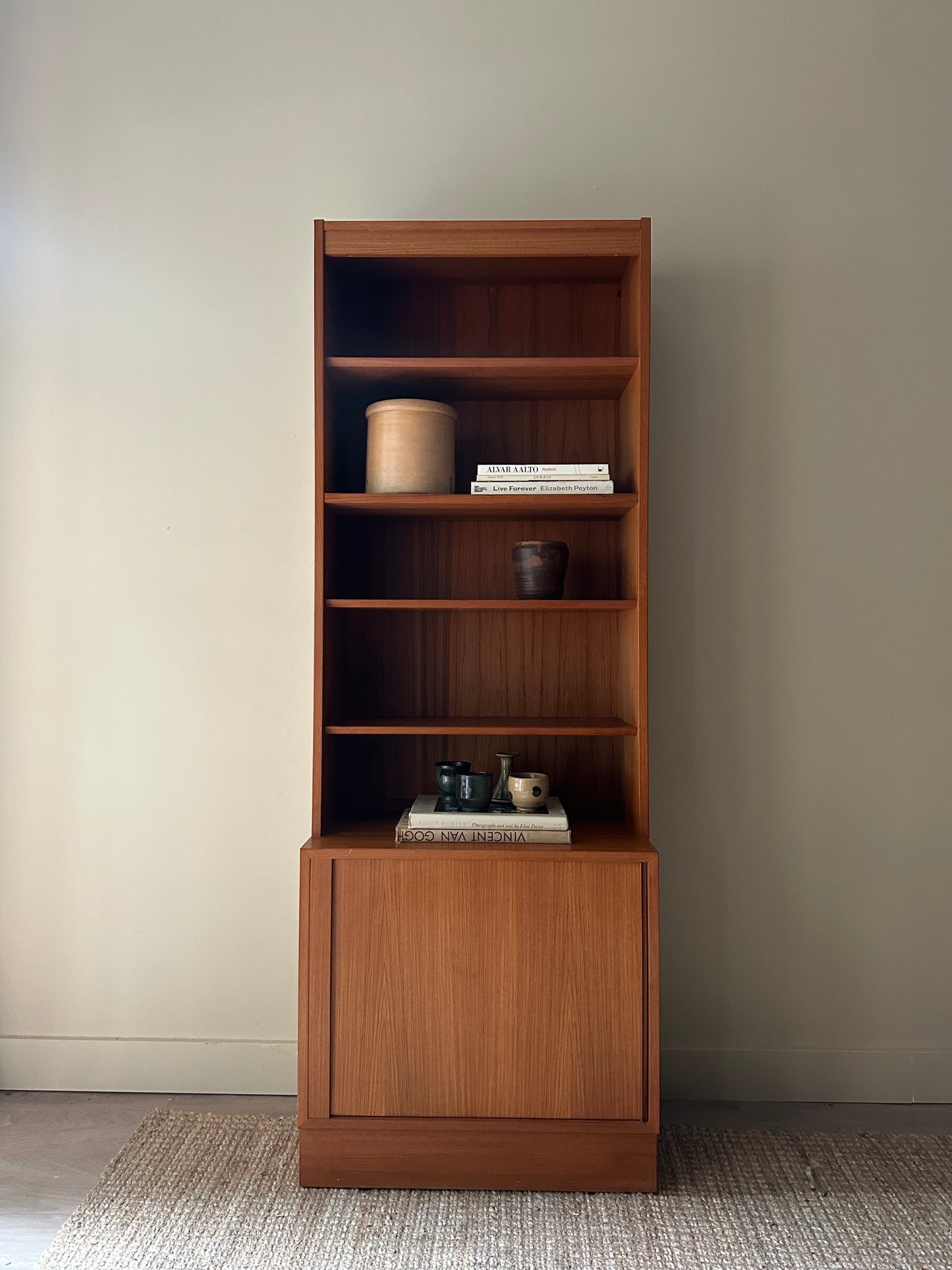 Teak two piece hutch