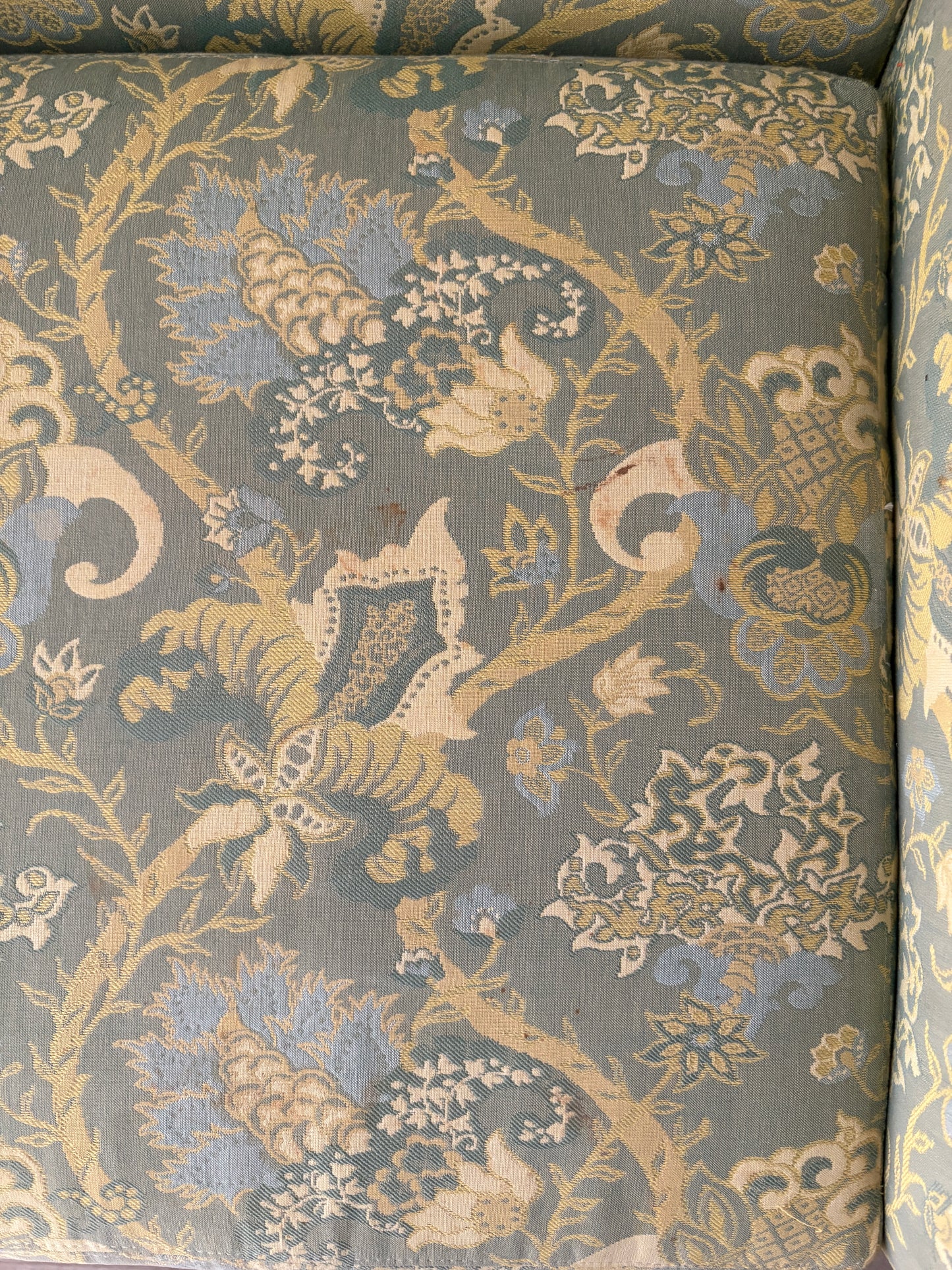 Directional green floral upholstered lounge chairs. Sold individually.