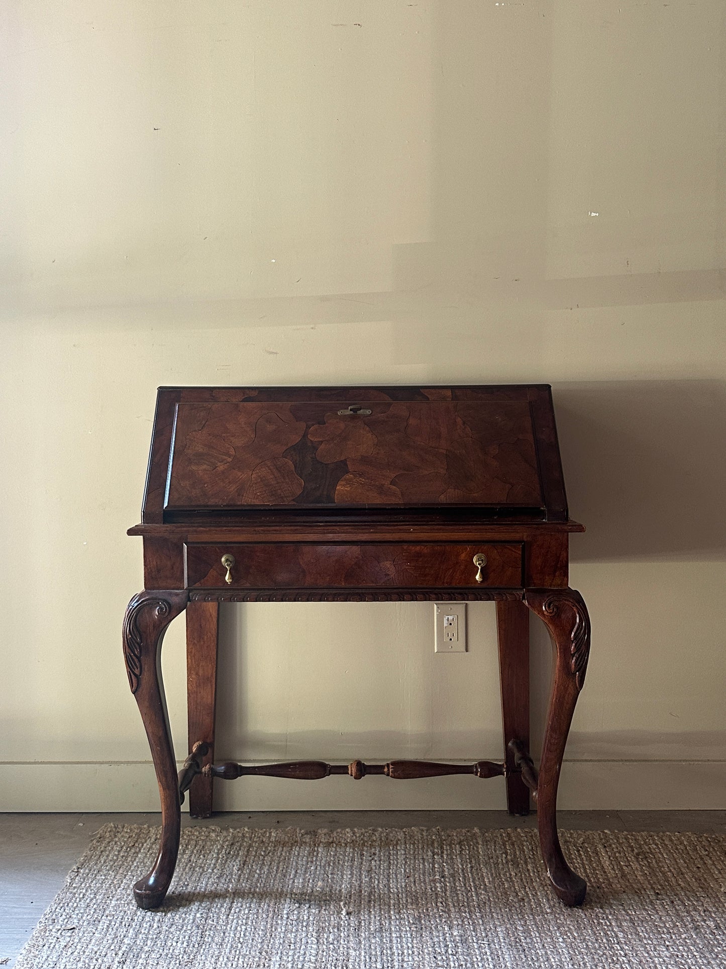Walnut inlay secretary desk
