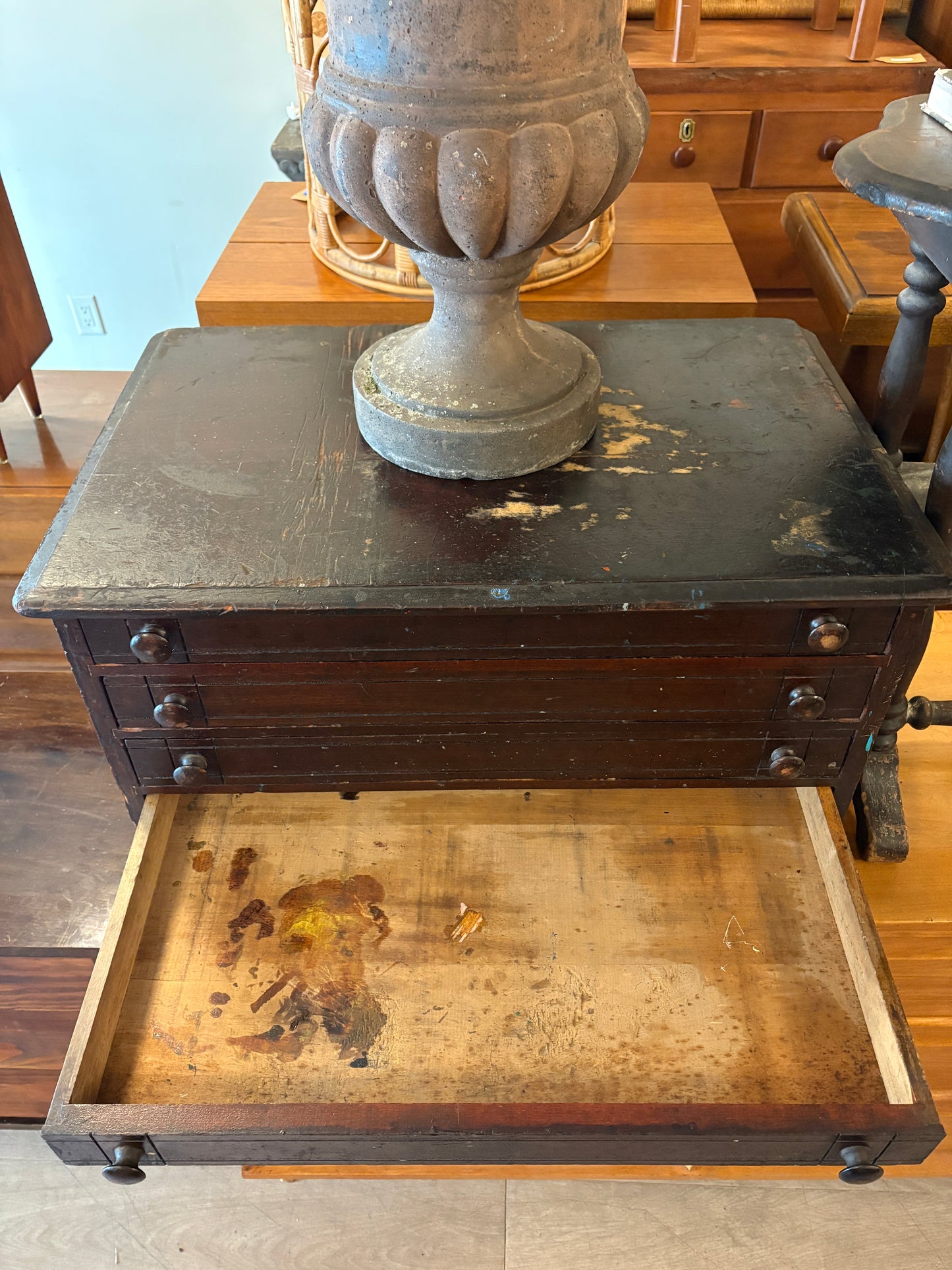 Painted pine spool cabinet