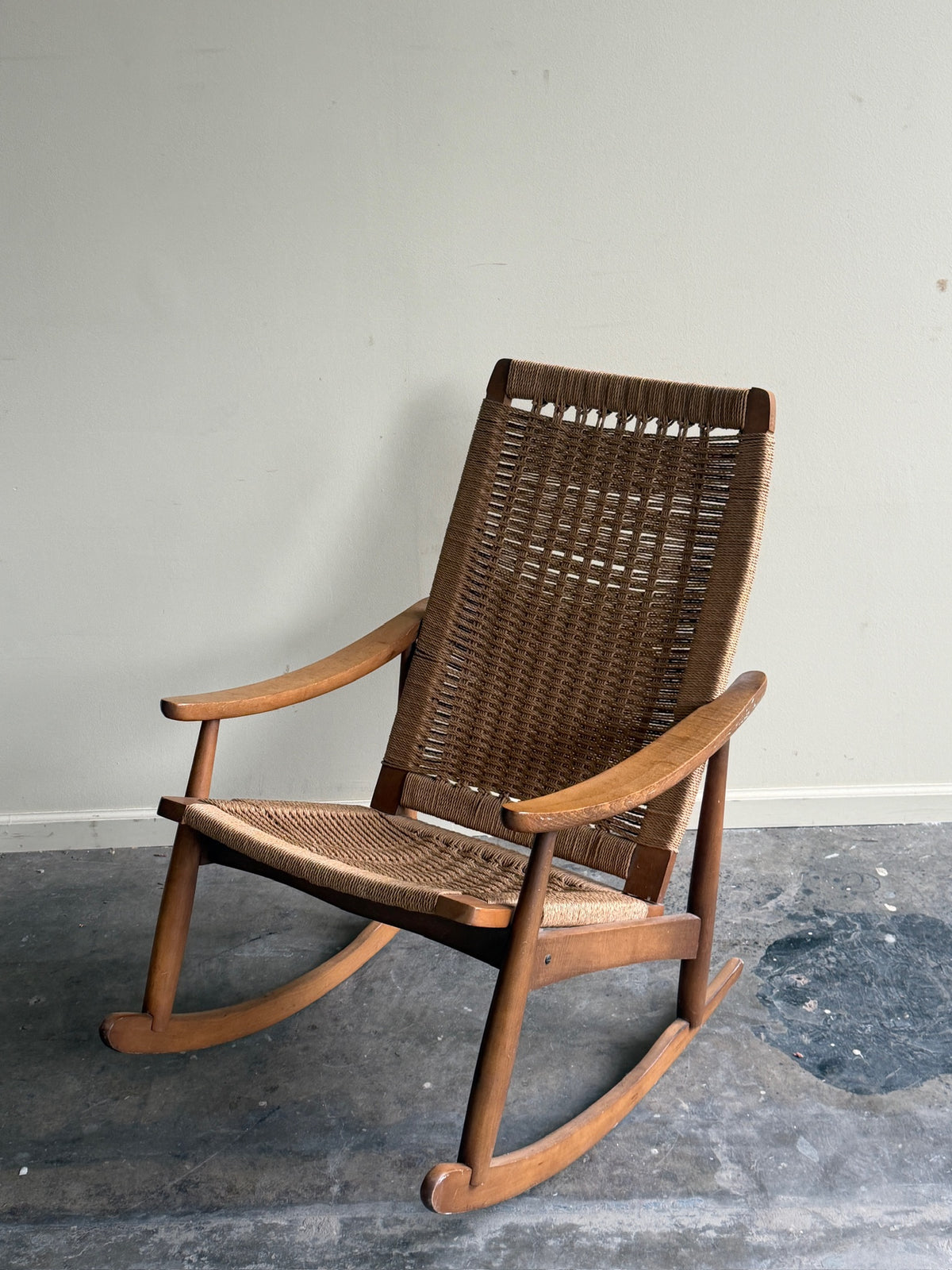 Maple twisted cord rocking chair