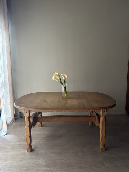 Danish oak dining table with extensions