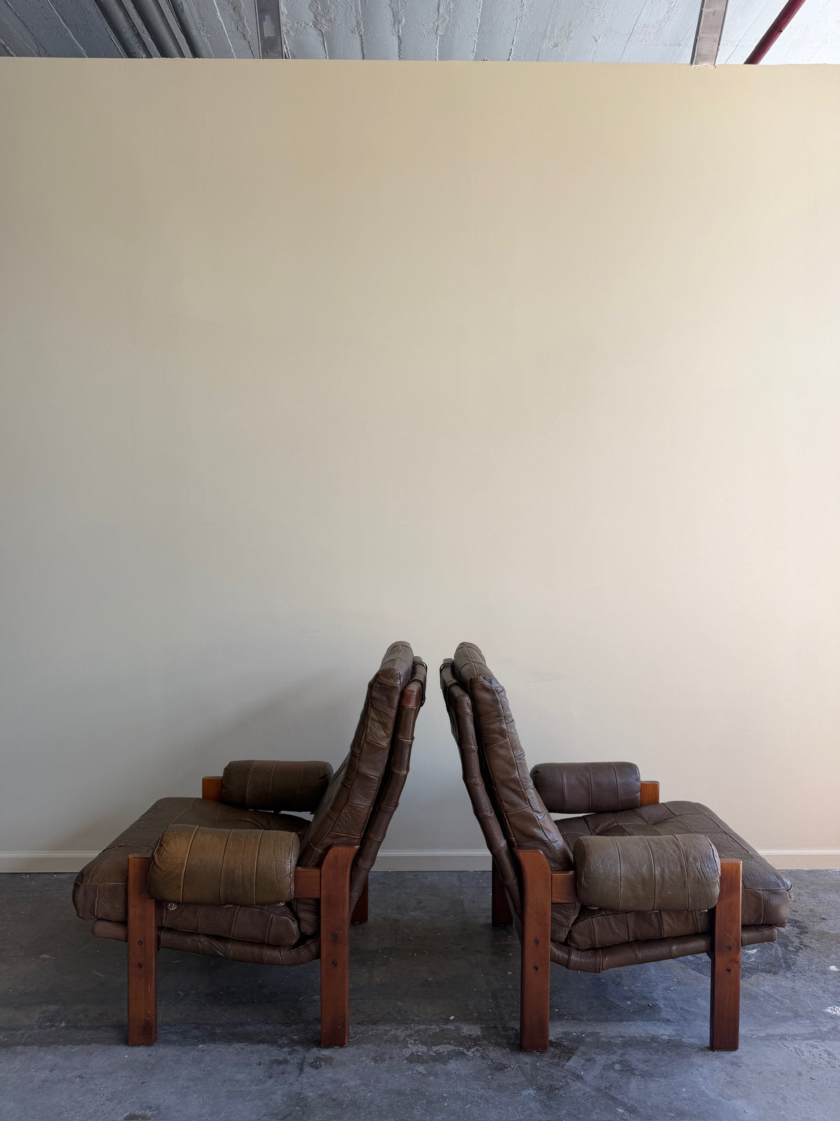 Ope Mobler Swedish green leather lounge chairs. Sold individually.