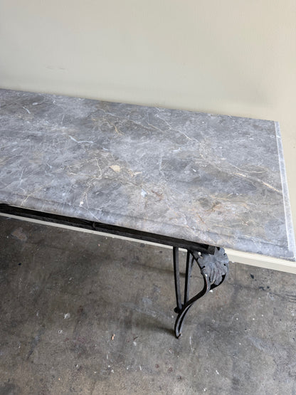 Marble top iron console table