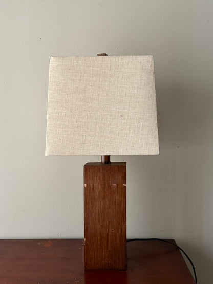 Walnut table lamp with scuffs