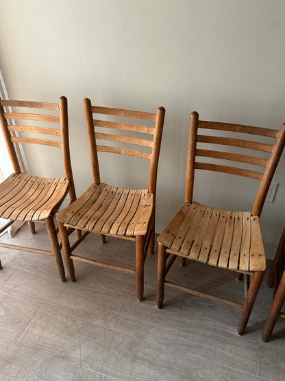 6 slatted dining chairs. Sets of 2.