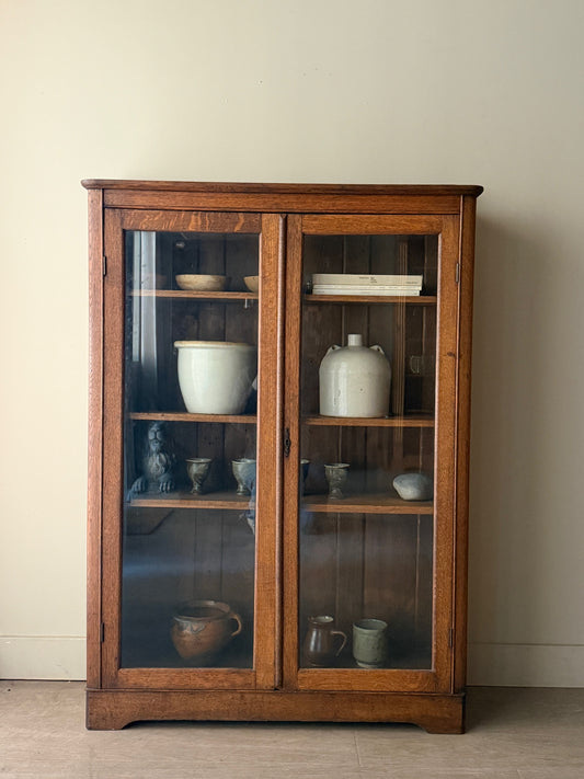 Golden oak display cabinet