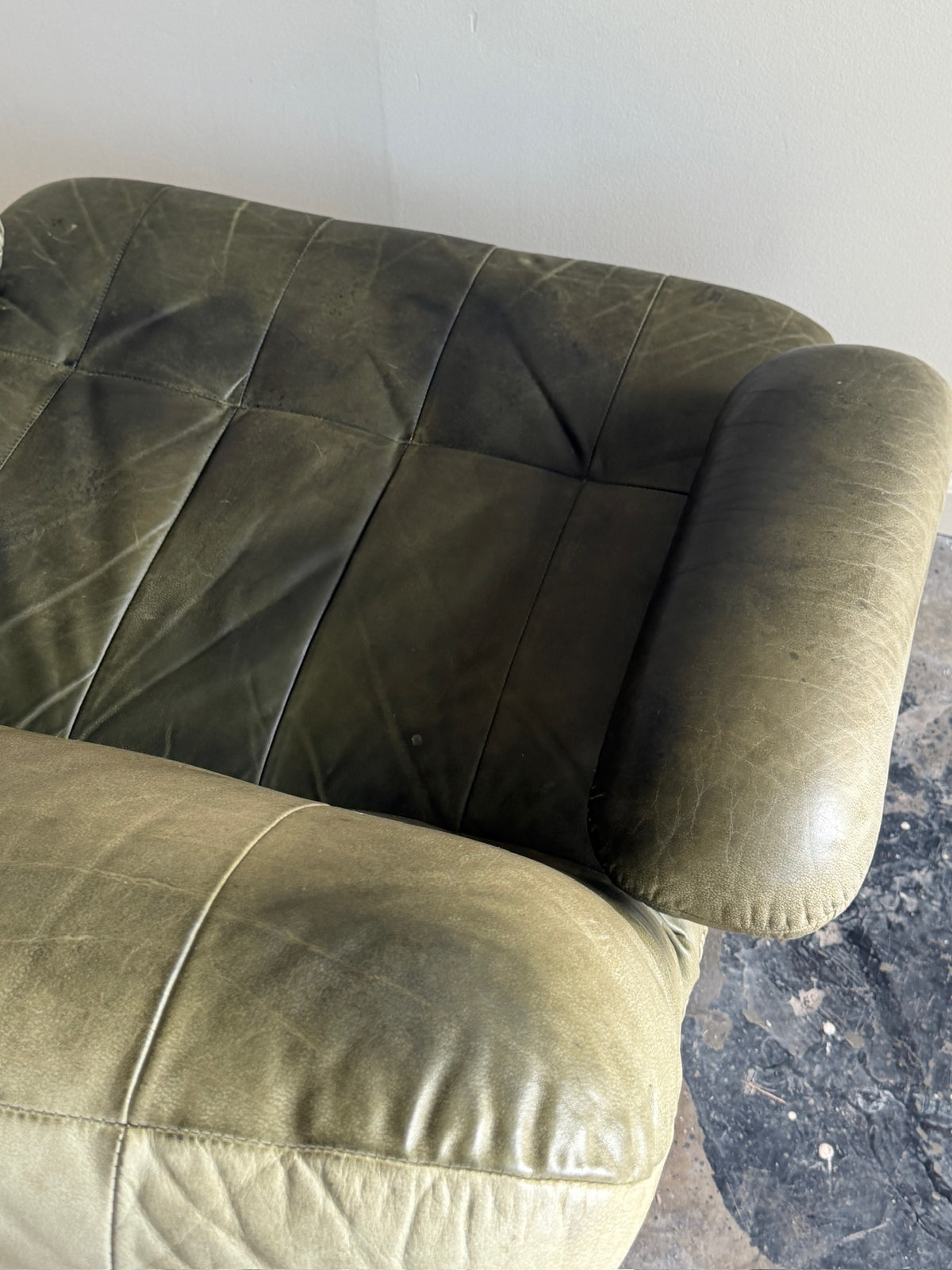 Rolf Benz German green leather lounge chair