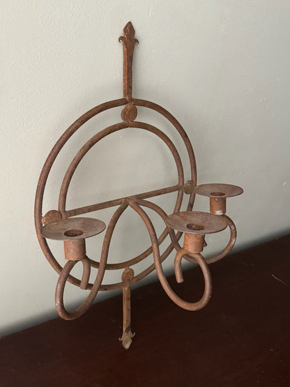 Wrought iron 3 candle sconce