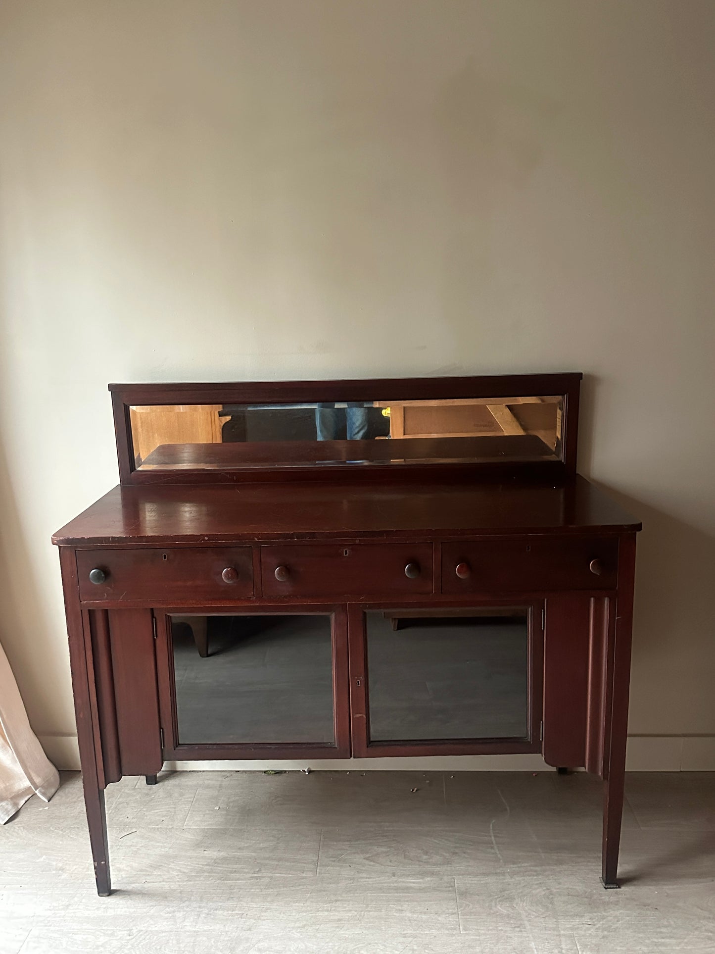 Mahogany server with mirror