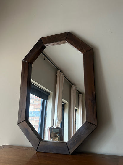 Swedish pine octagonal mirror